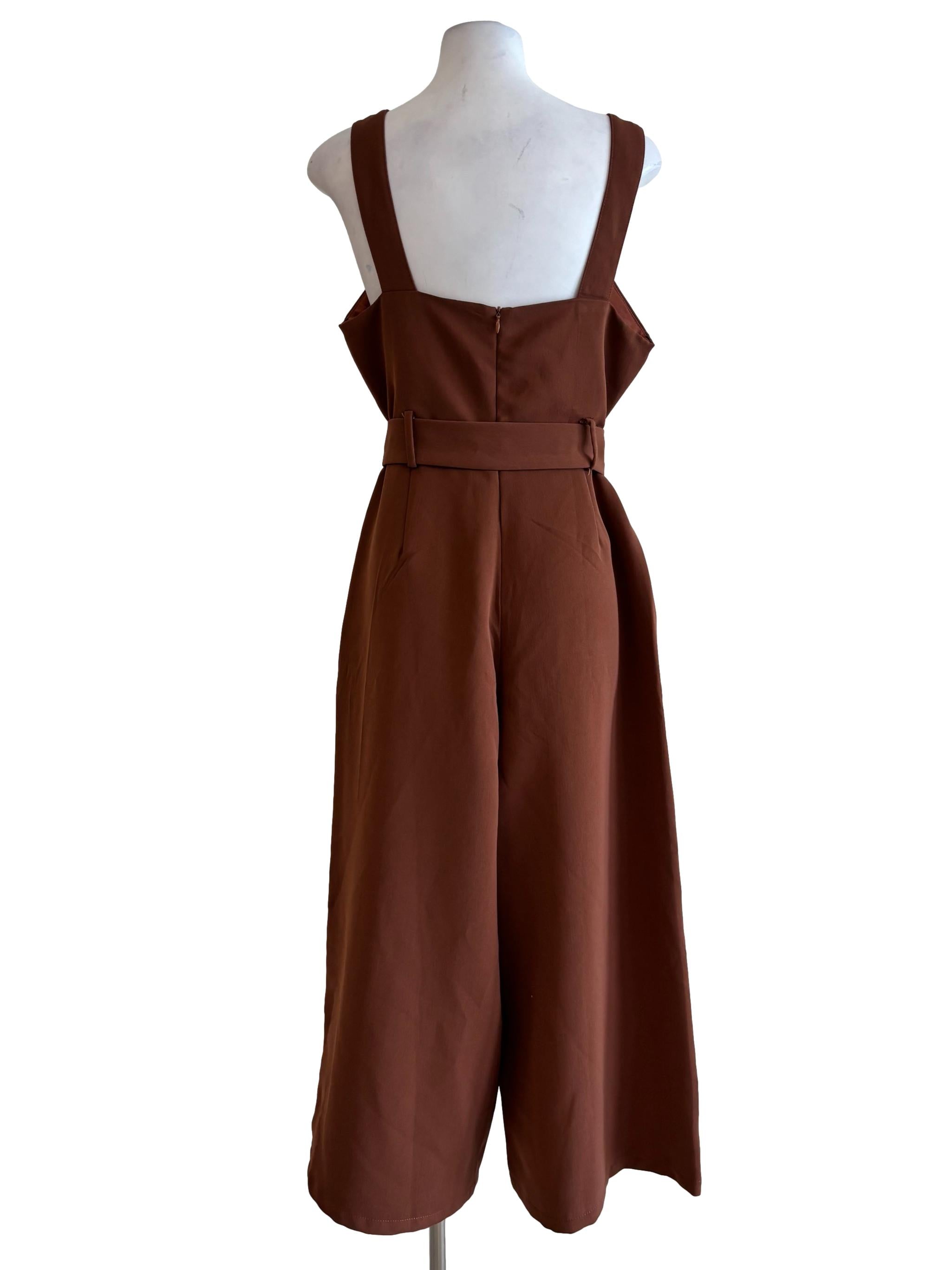 Chocolate Apron Belted Jumpsuit
