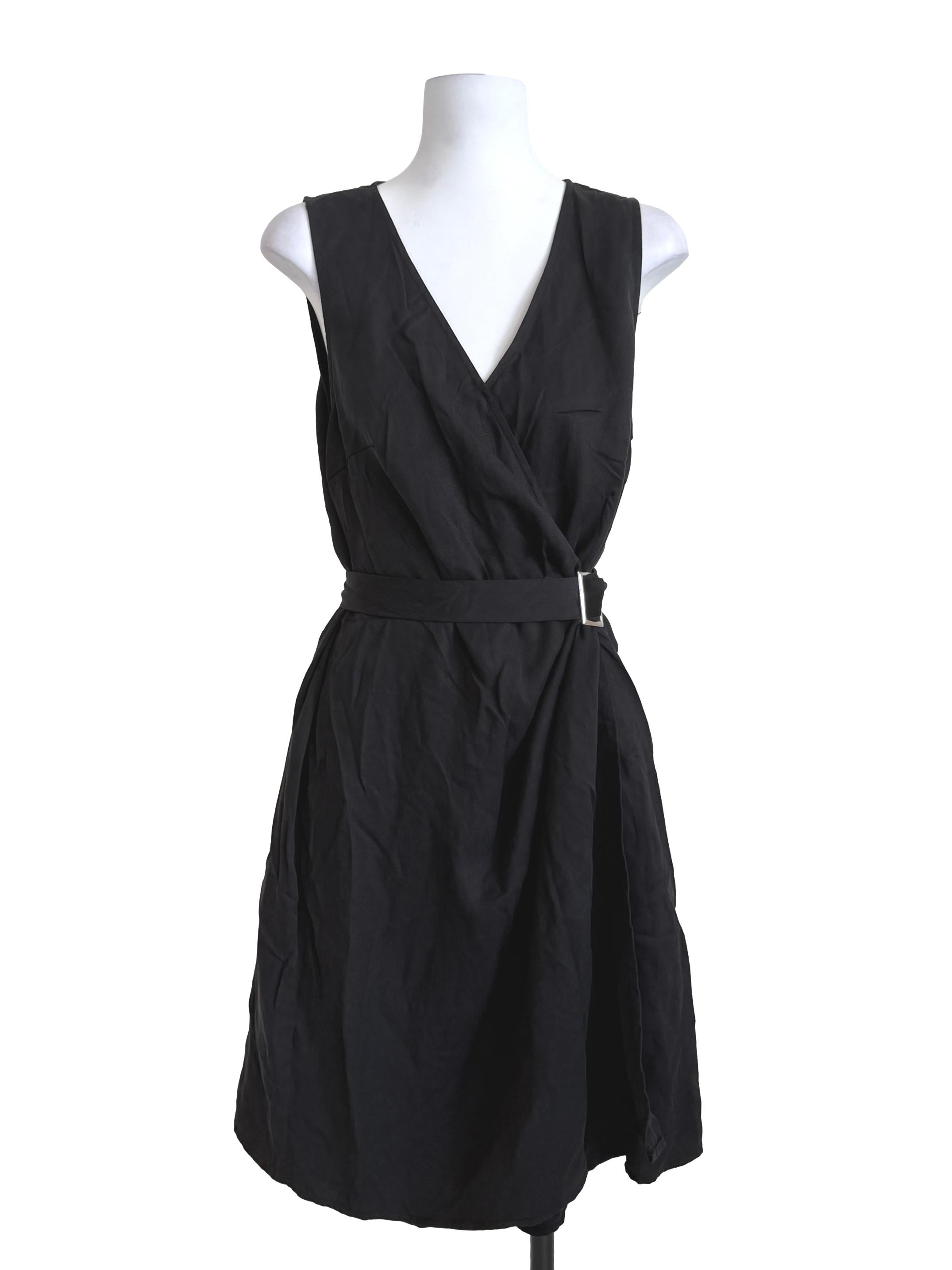 Black V-Neck Wrap Dress OSN
