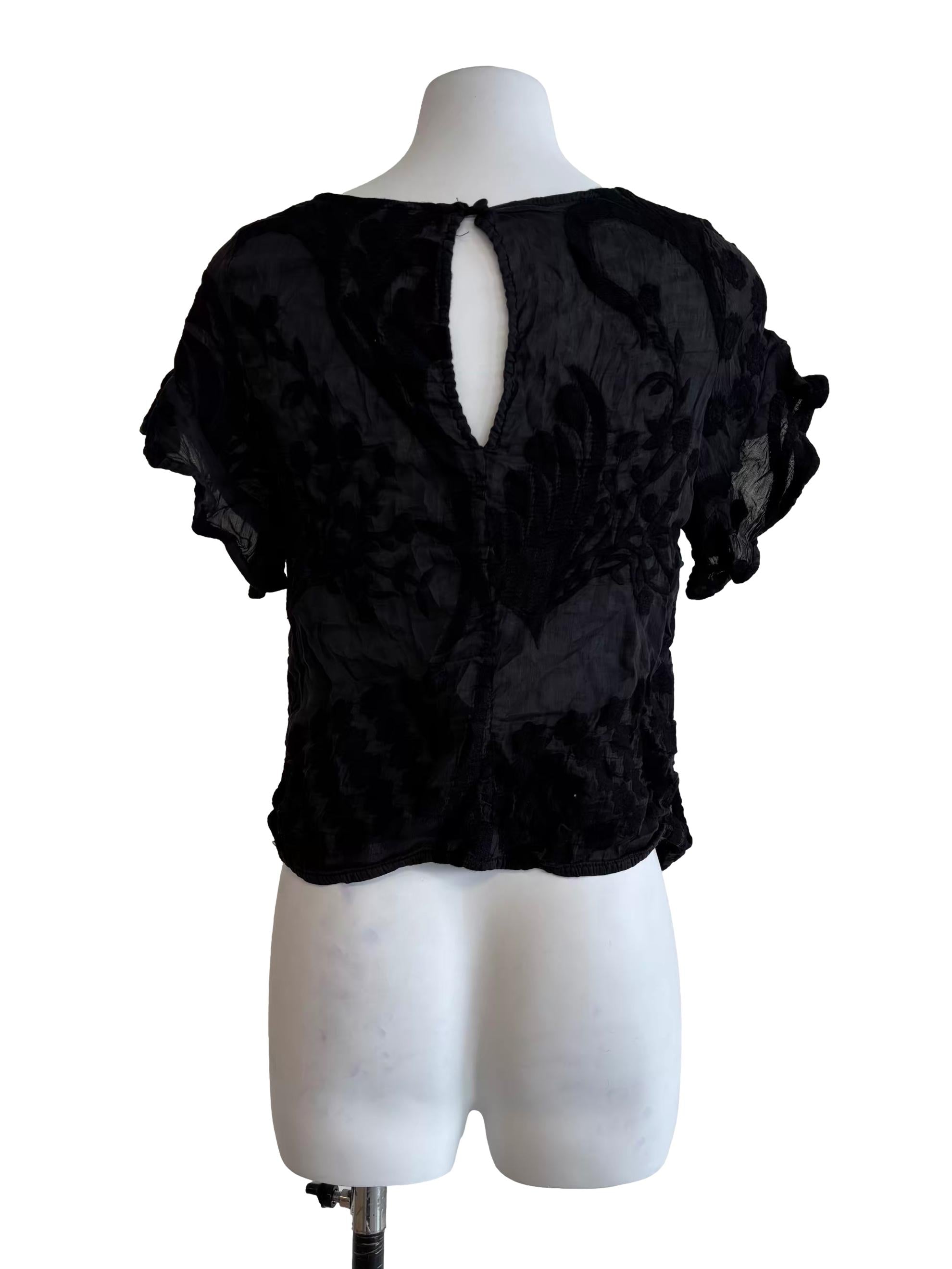 Onyx Black Textured Blouse