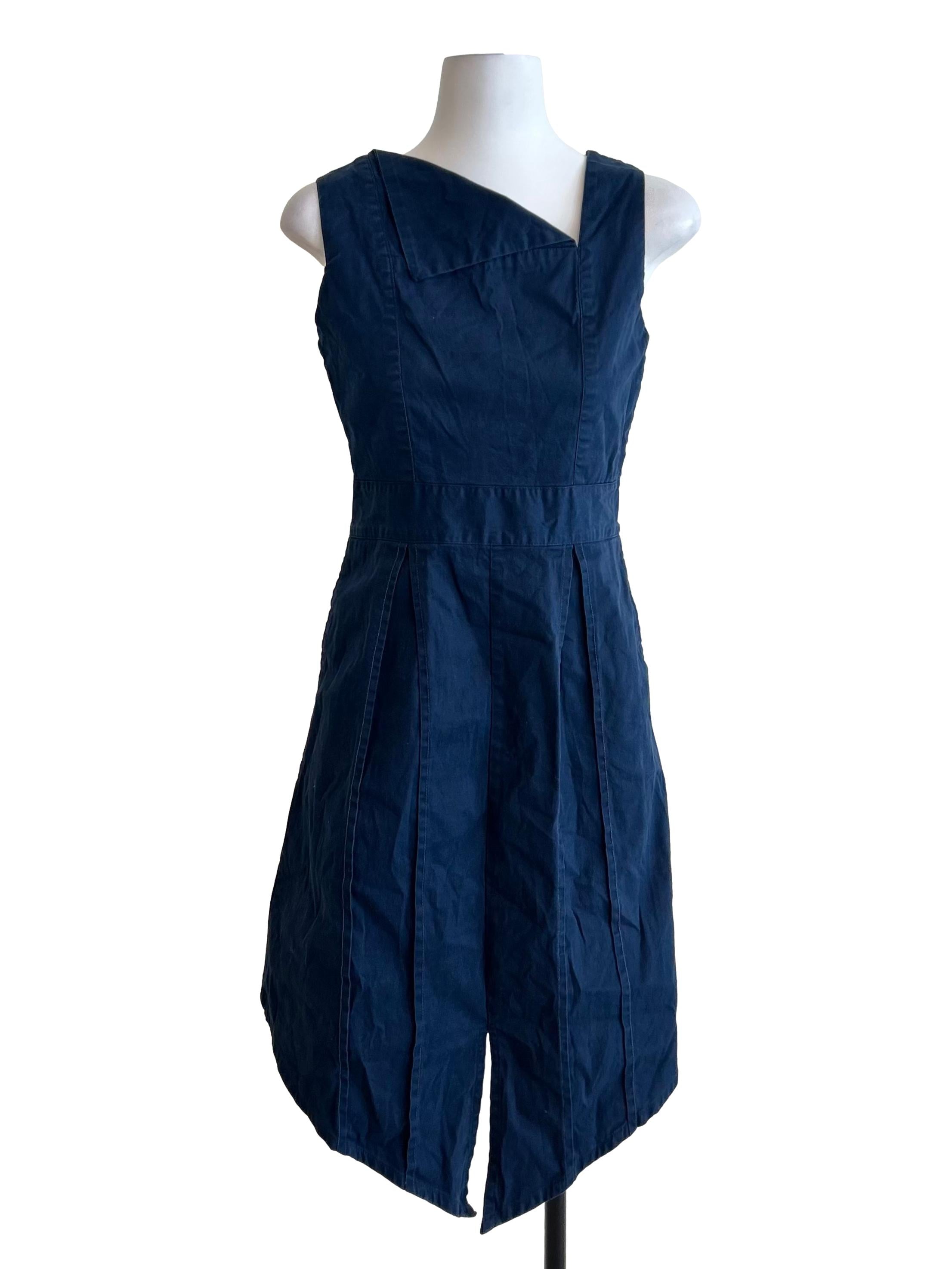Denim Blue Asymmetrical Sleeveless Mini Dress