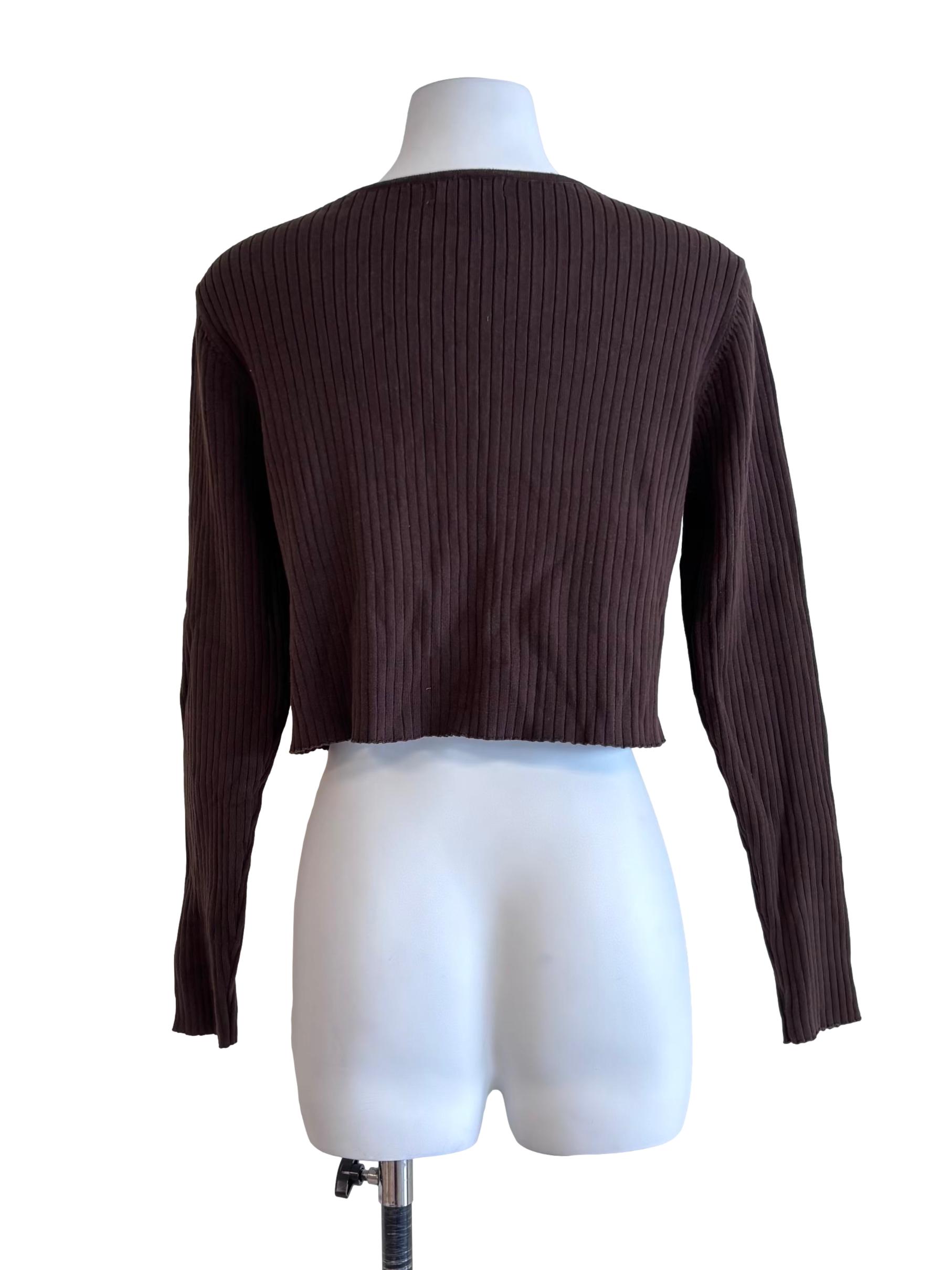 Dark Brown Pearl Button Cardigan