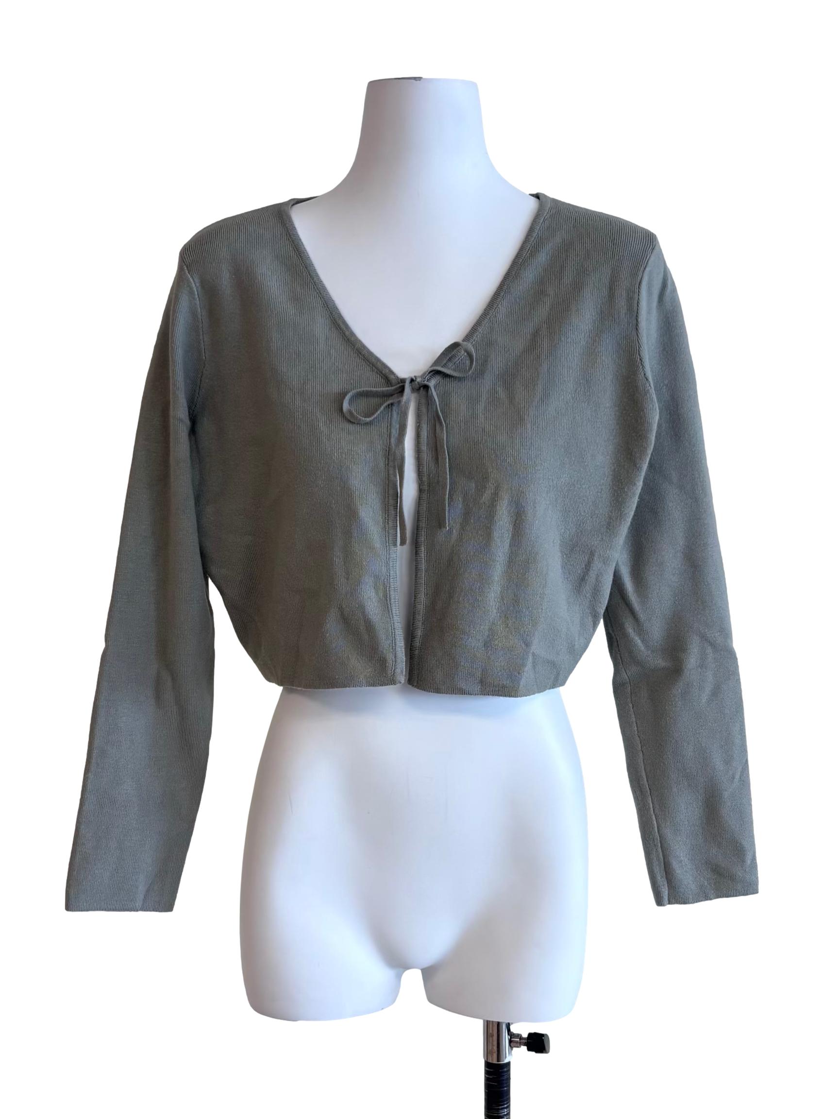 Sage Green Tie Knit Cardigan