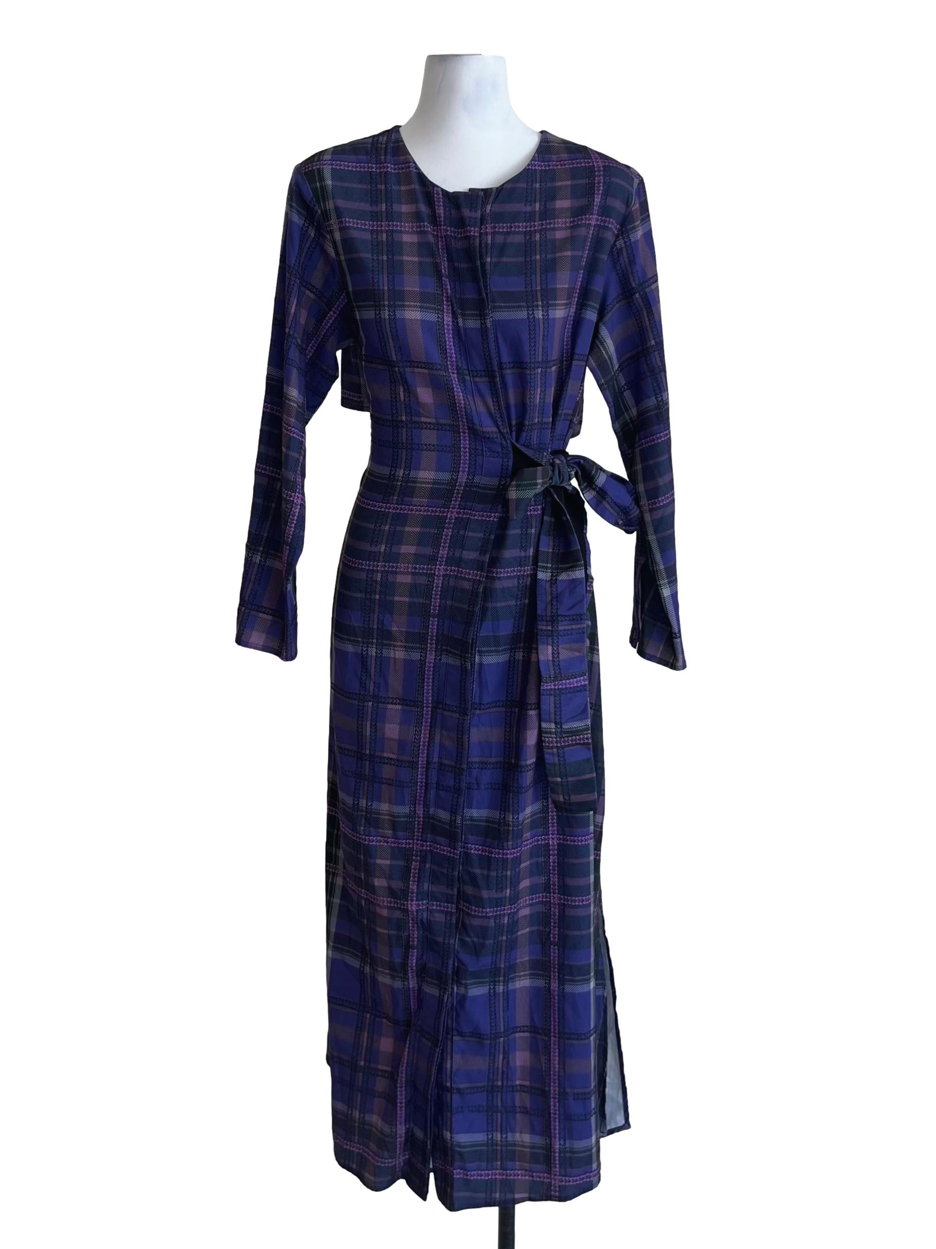 Iris Purple Tartan Empire Dress