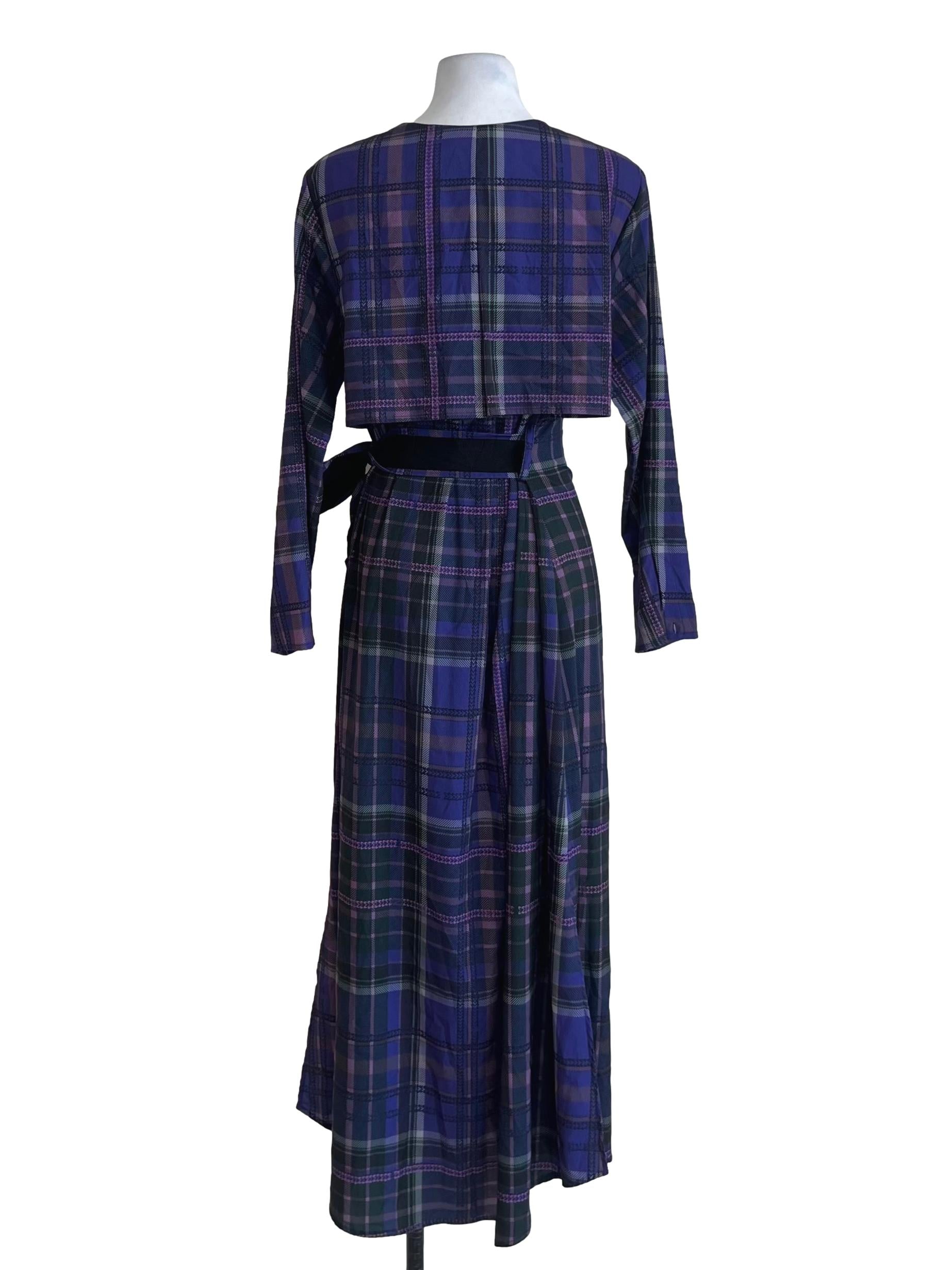 Iris Purple Tartan Empire Dress