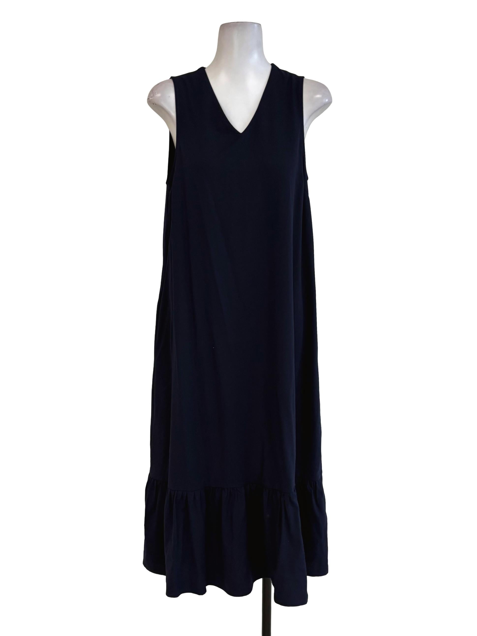 Navy Blue Shift Ruffle Dress