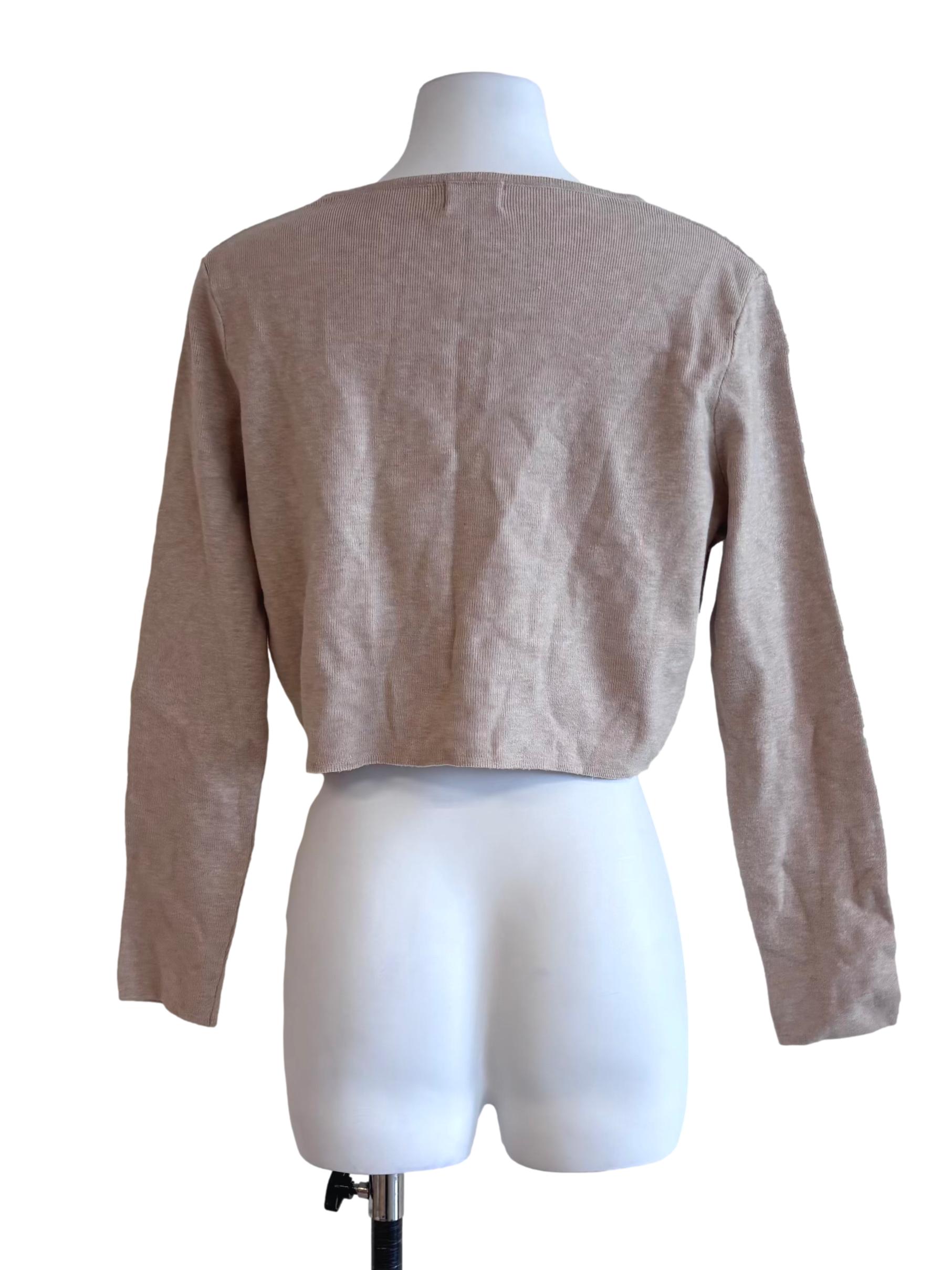 Light Beige Tie Knit Cardigan