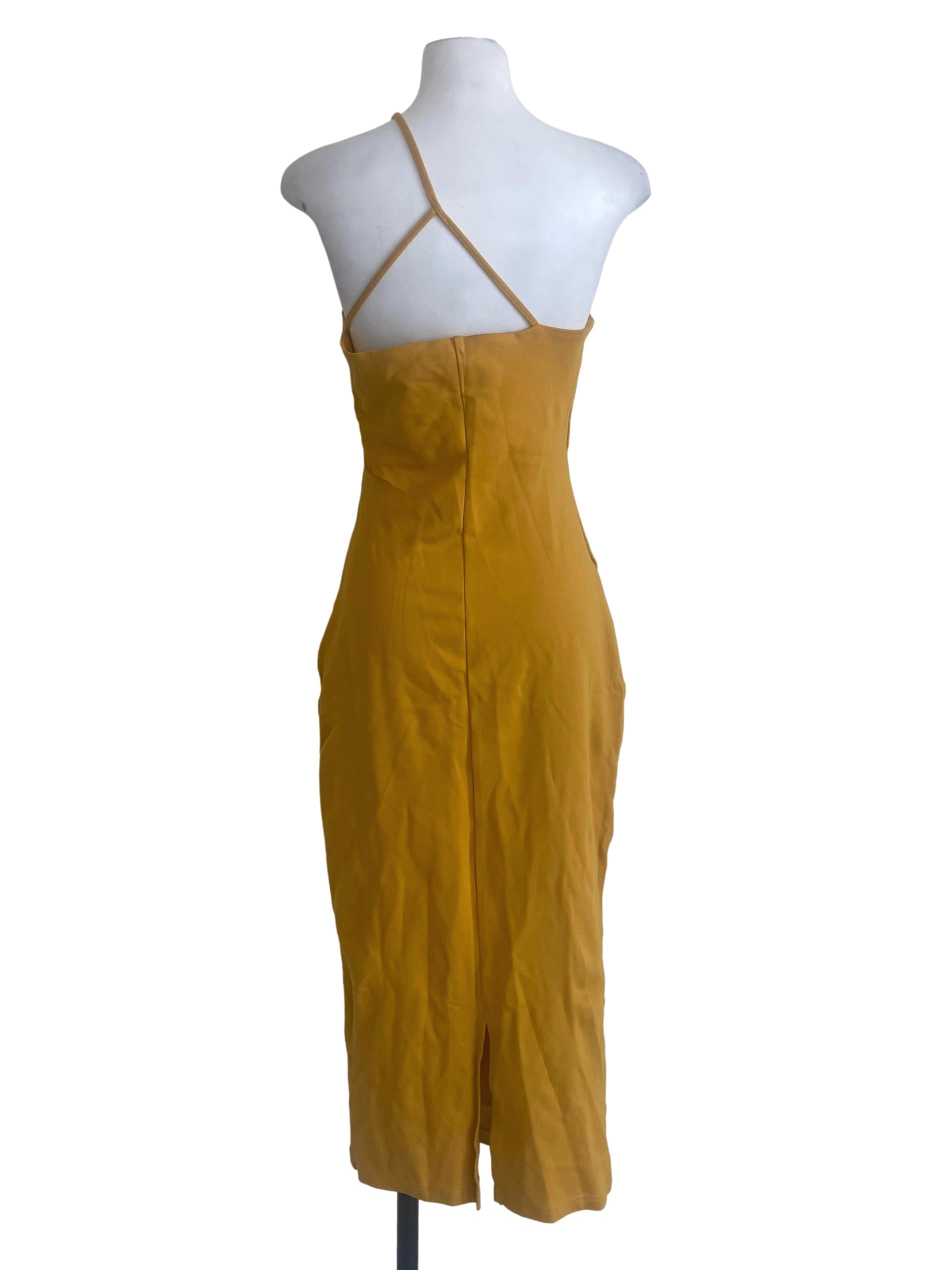 Canary Yellow Slit Bodycon Dress