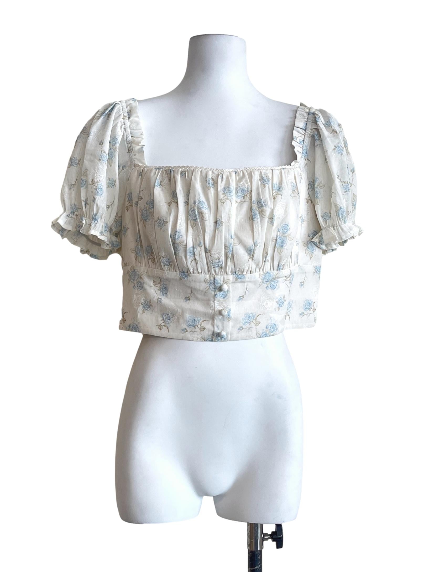 Porcelain White Square Puff Sleeve Top