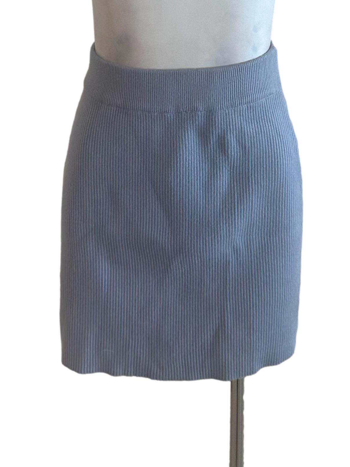Dusty Blue Knit Mini Skirt