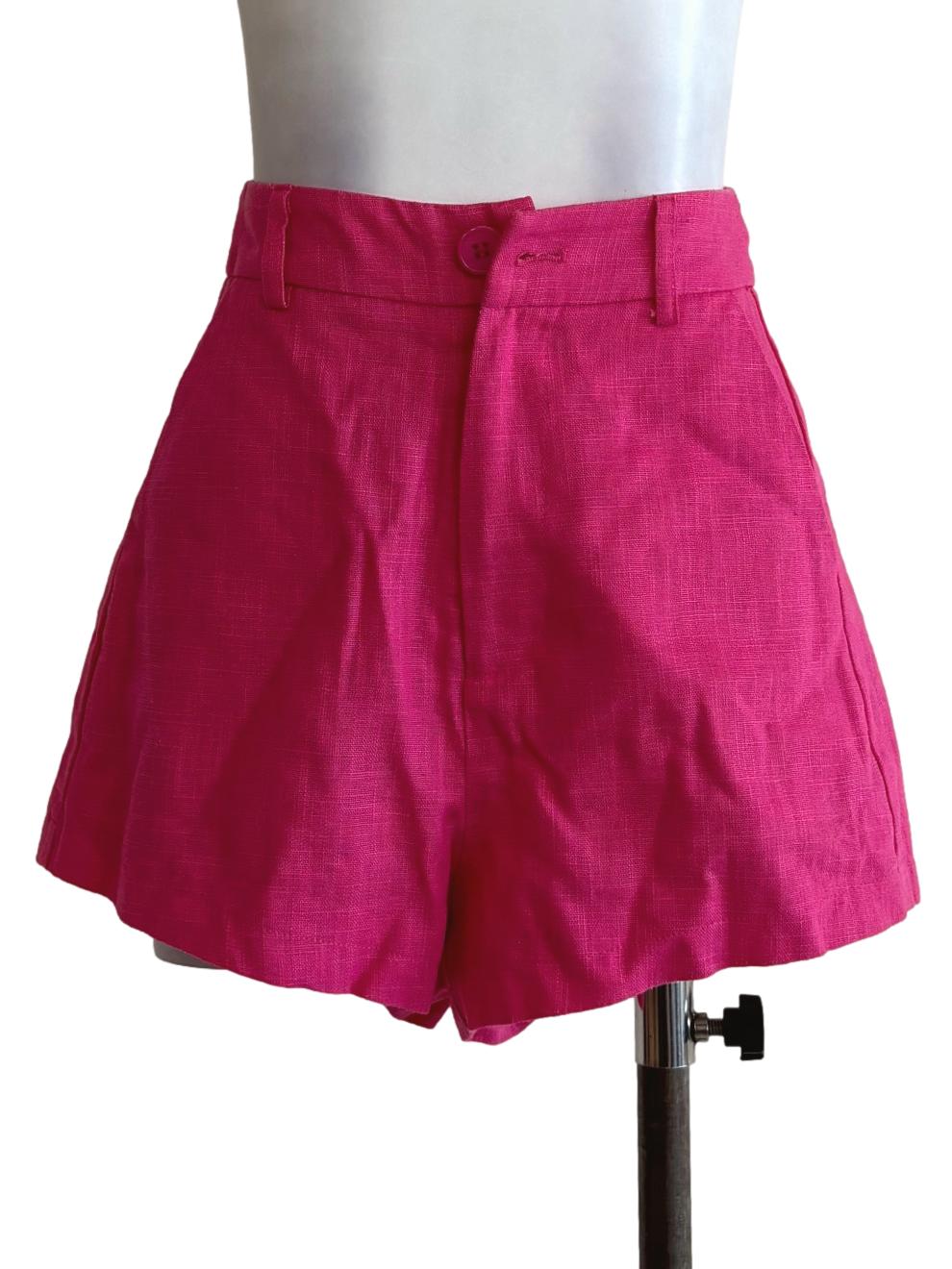 Hot Pink Linen Shorts