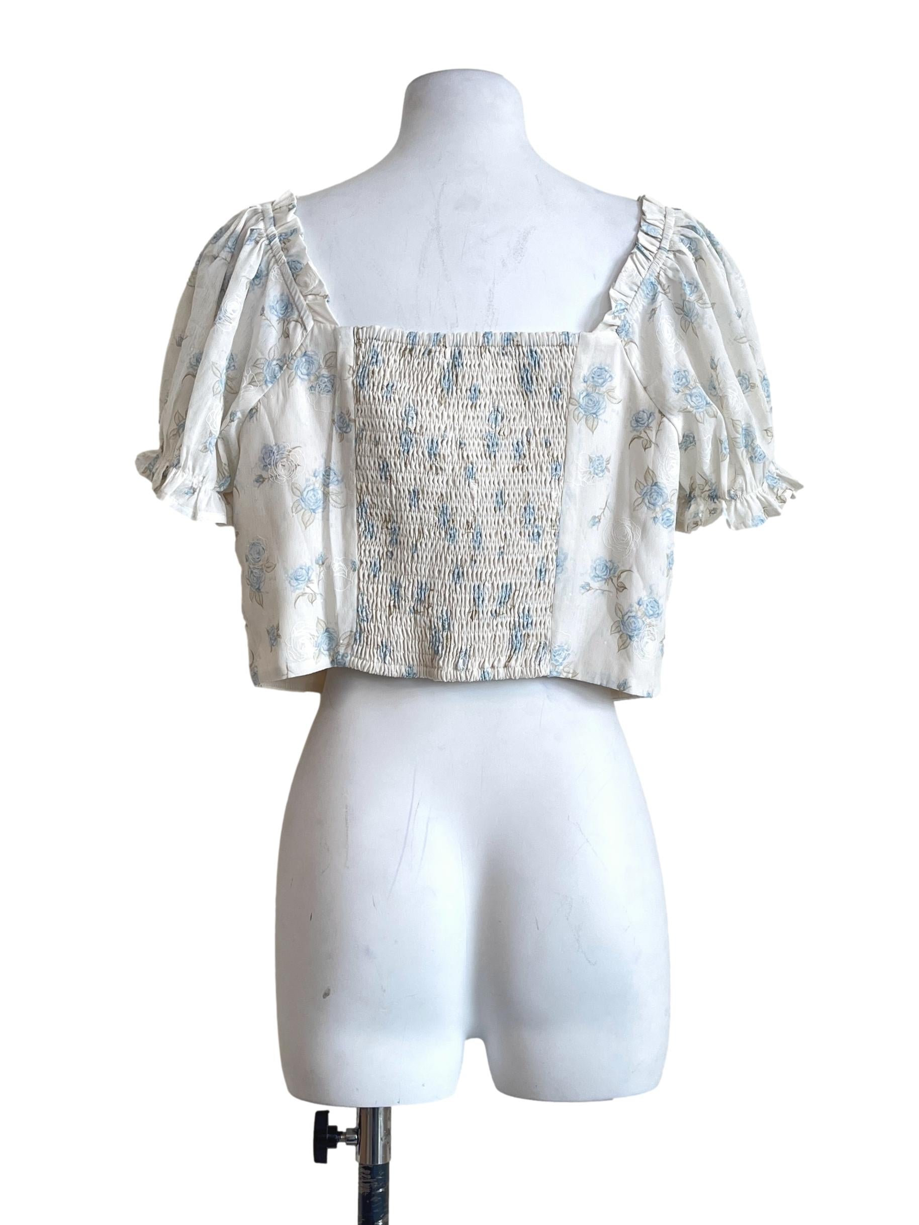 Porcelain White Square Puff Sleeve Top