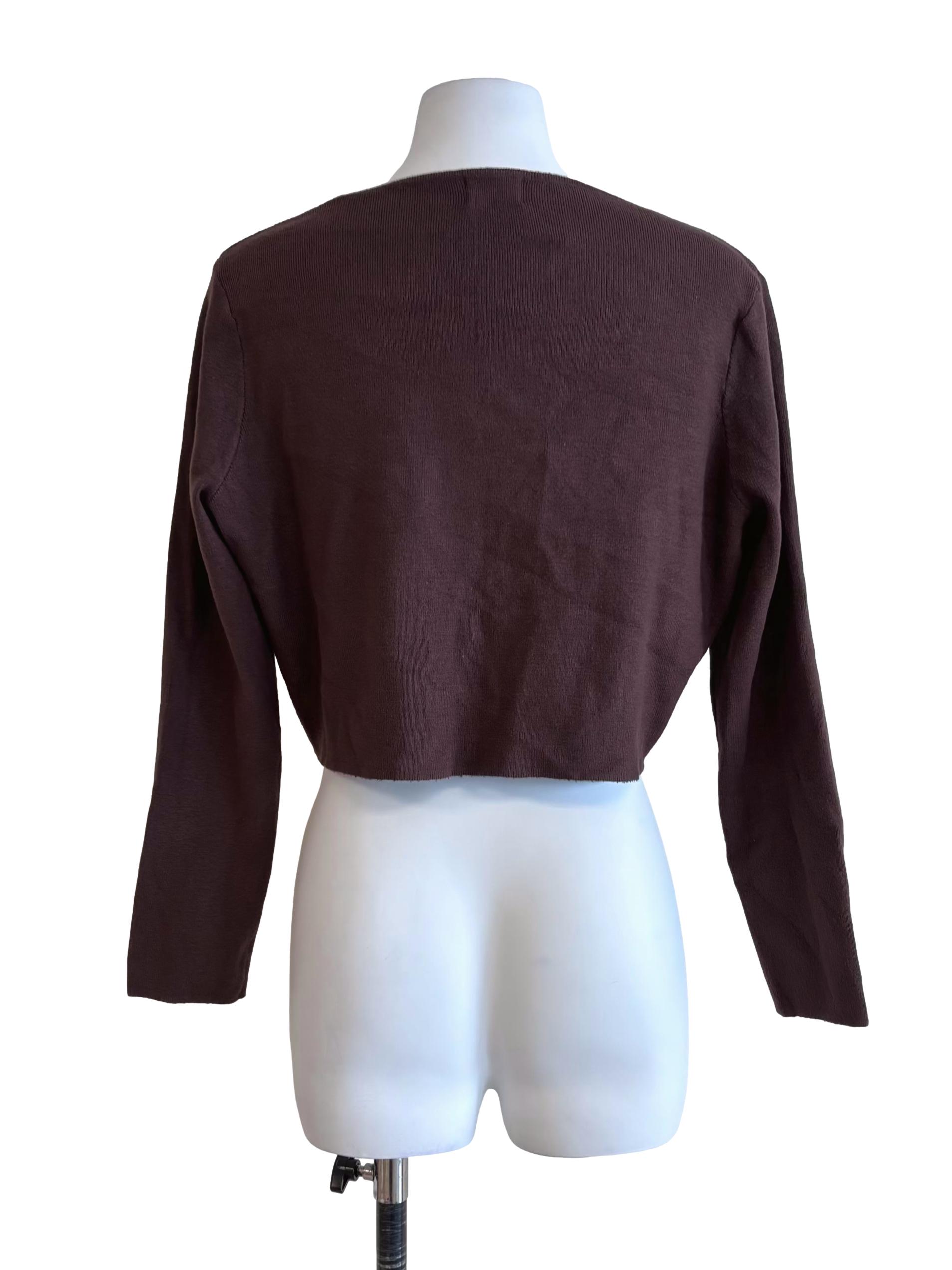 Coffee Brown Tie Knit Cardigan