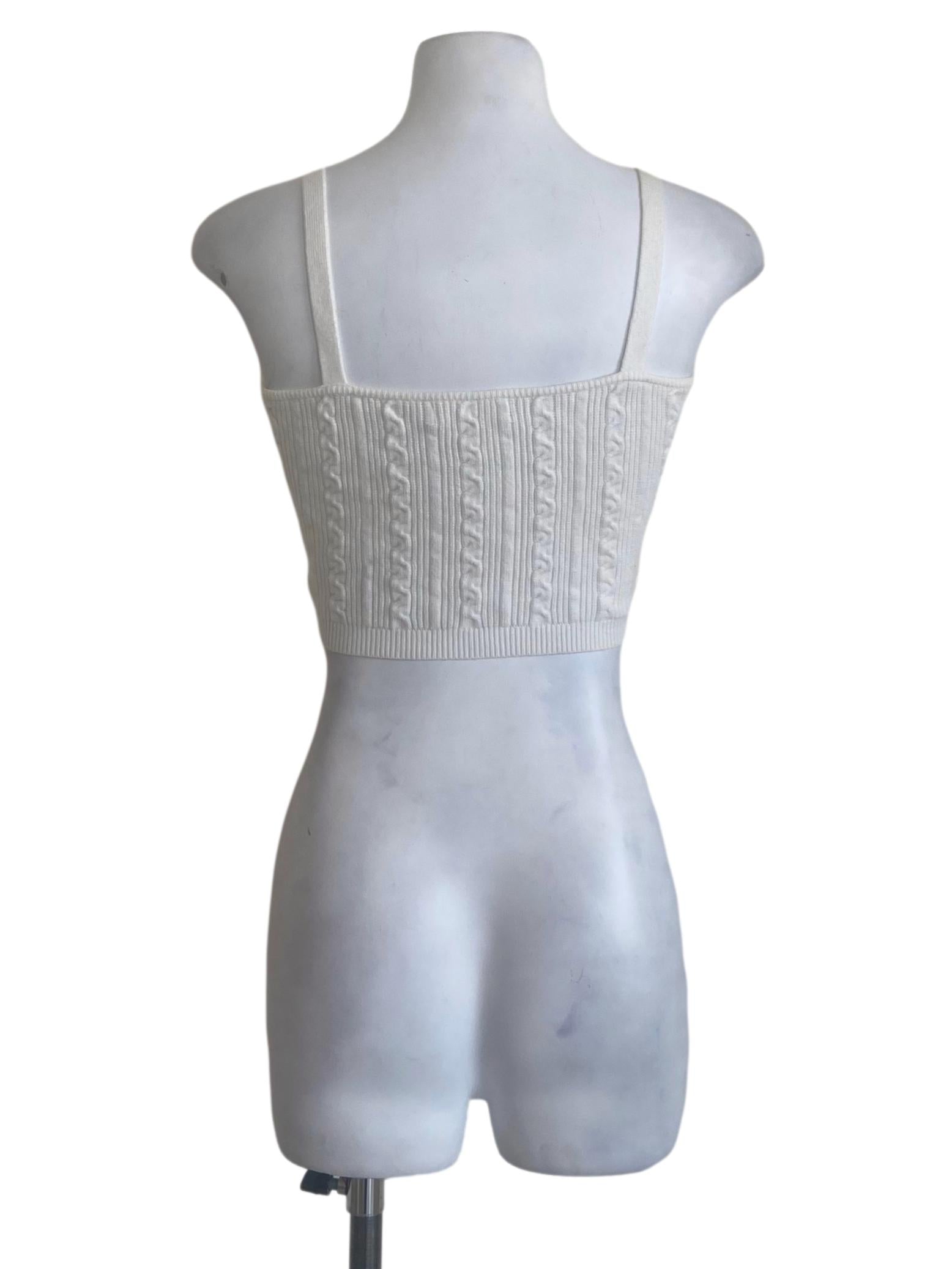 White Knitted Sleeveless Crop Top