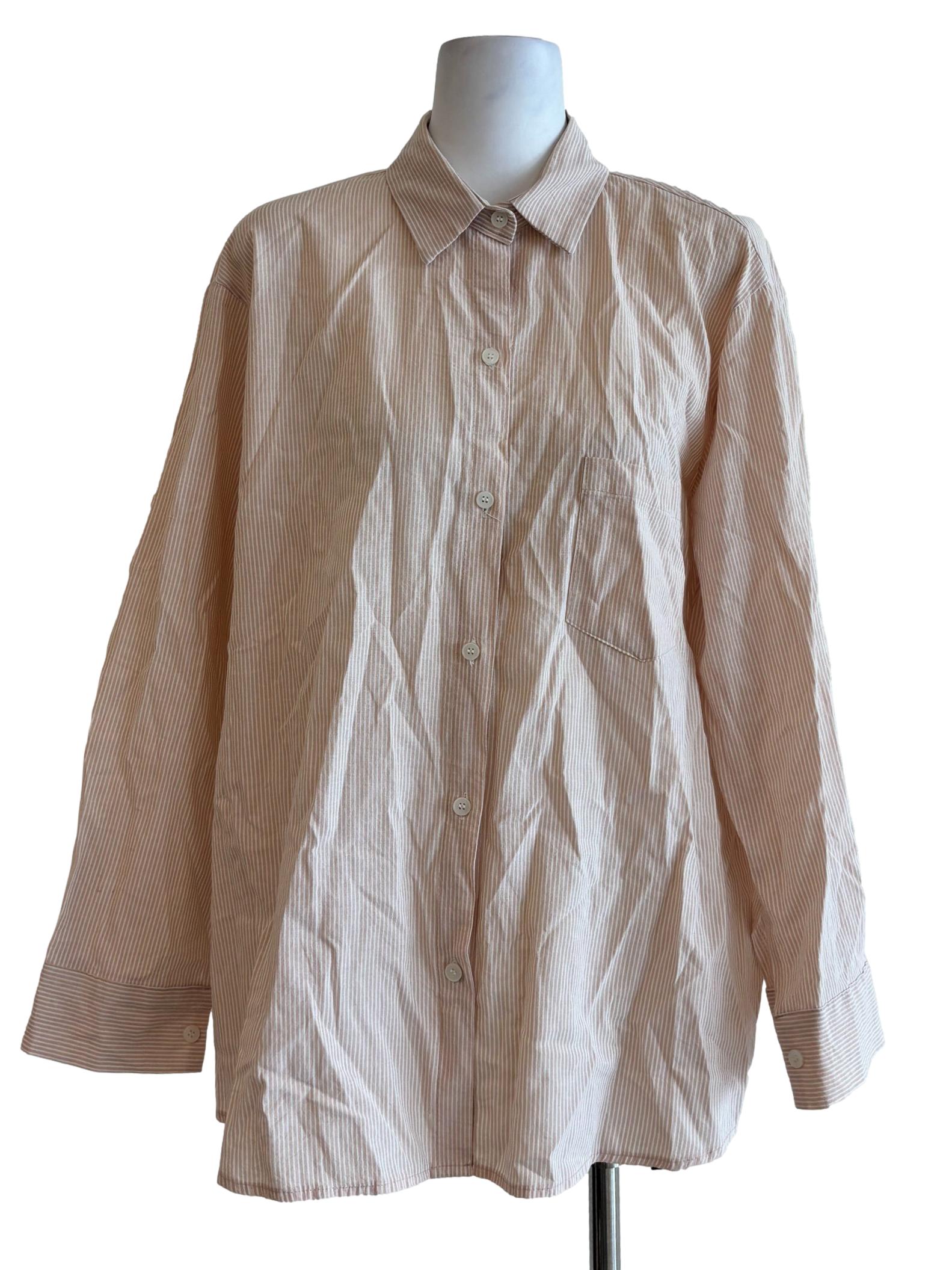 Peach Striped Button Shirt