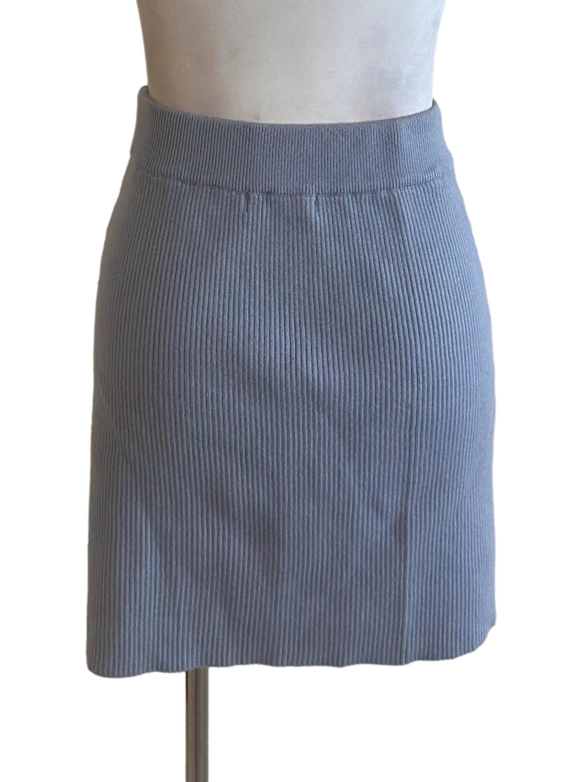 Dusty Blue Knit Mini Skirt