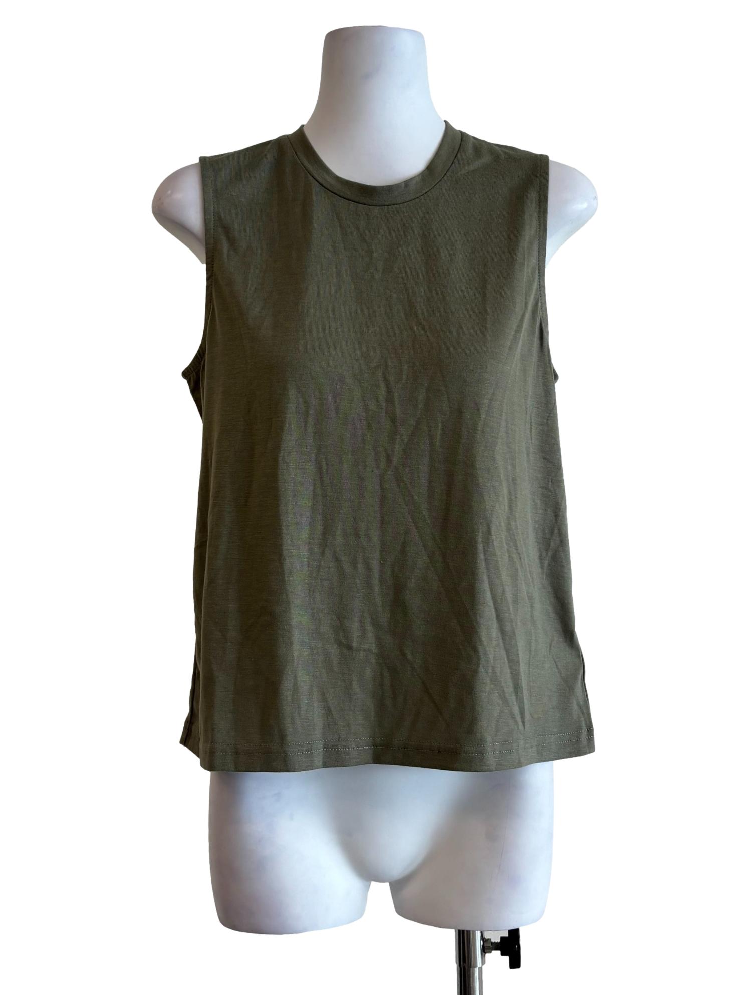 Hunter Green Round Neck Sleeveless Top