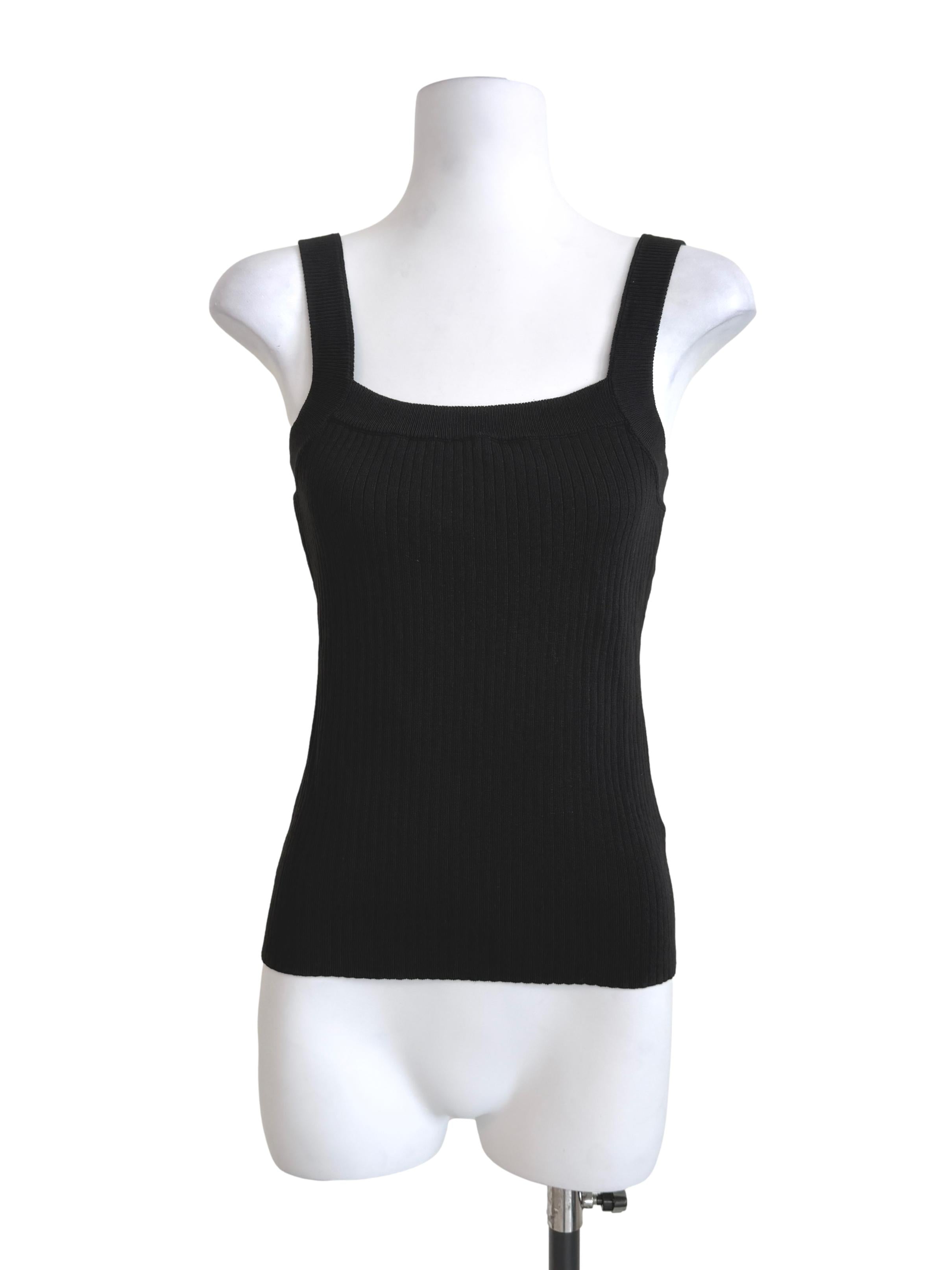 Black Square Neck Knit Top