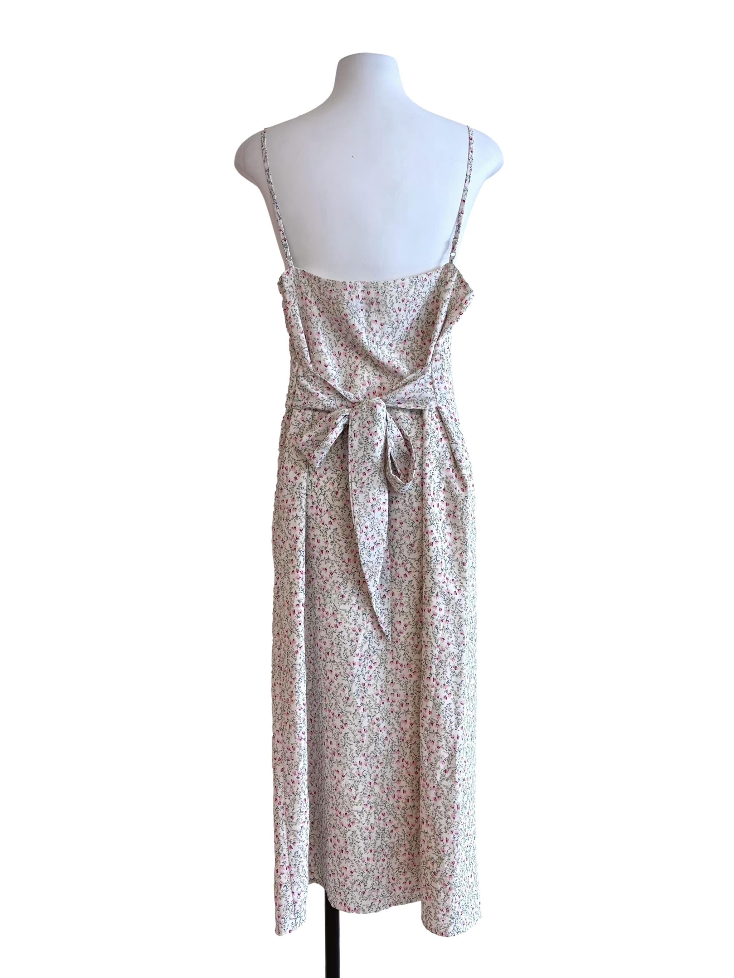 Cream Floral Tie Back Dress