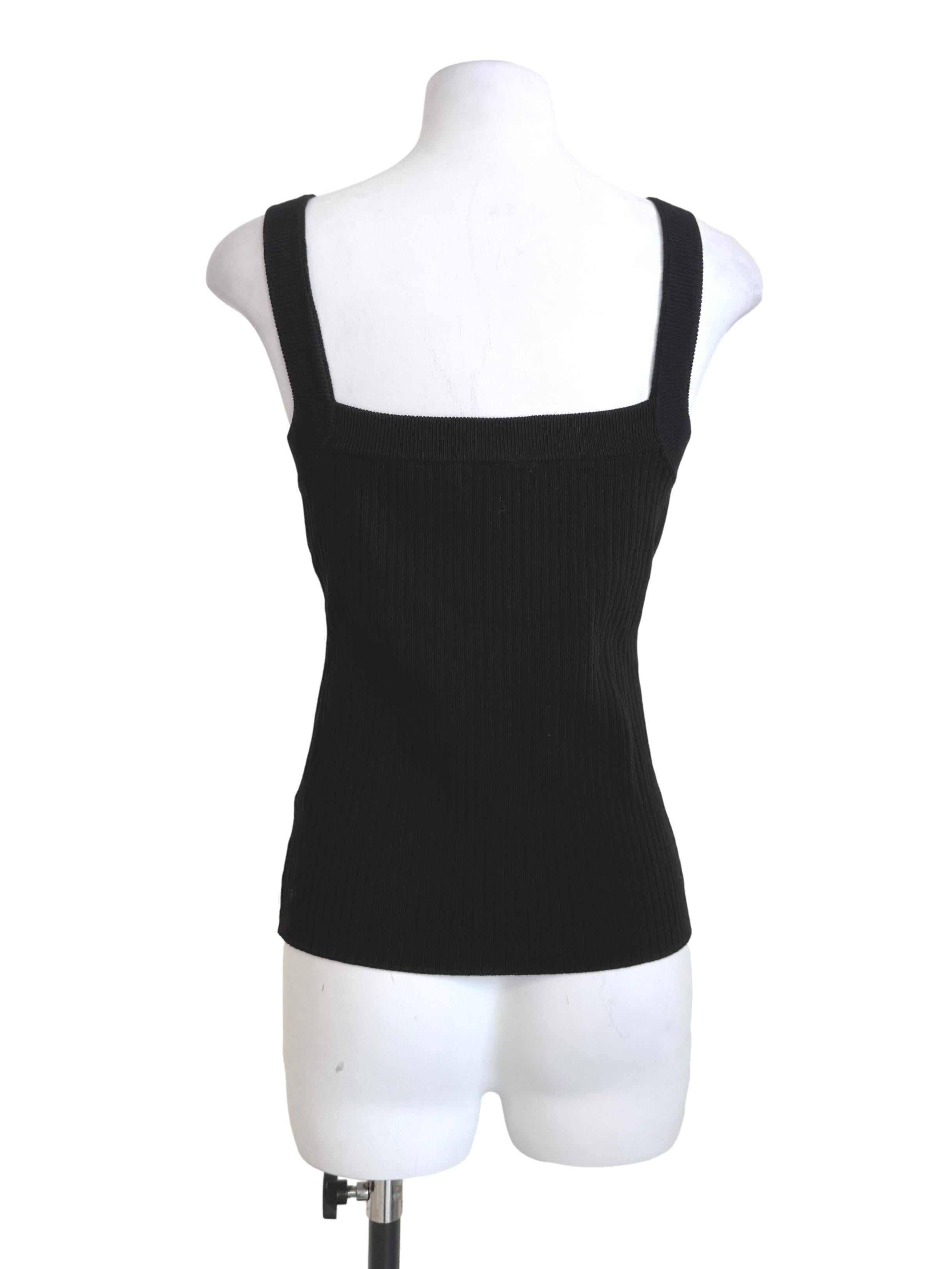 Black Square Neck Knit Top