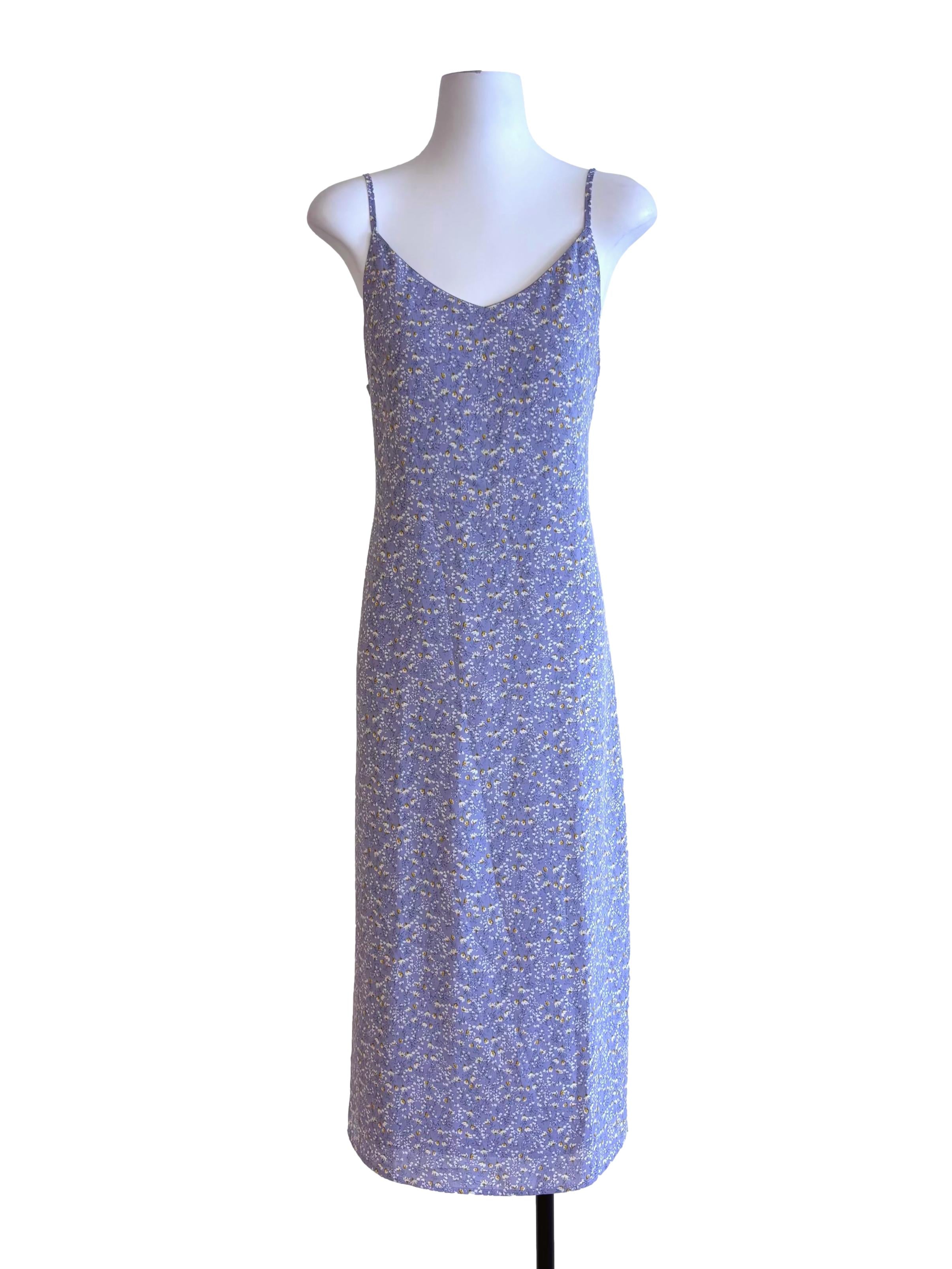 Lavender Purple Floral Tie Back Dress