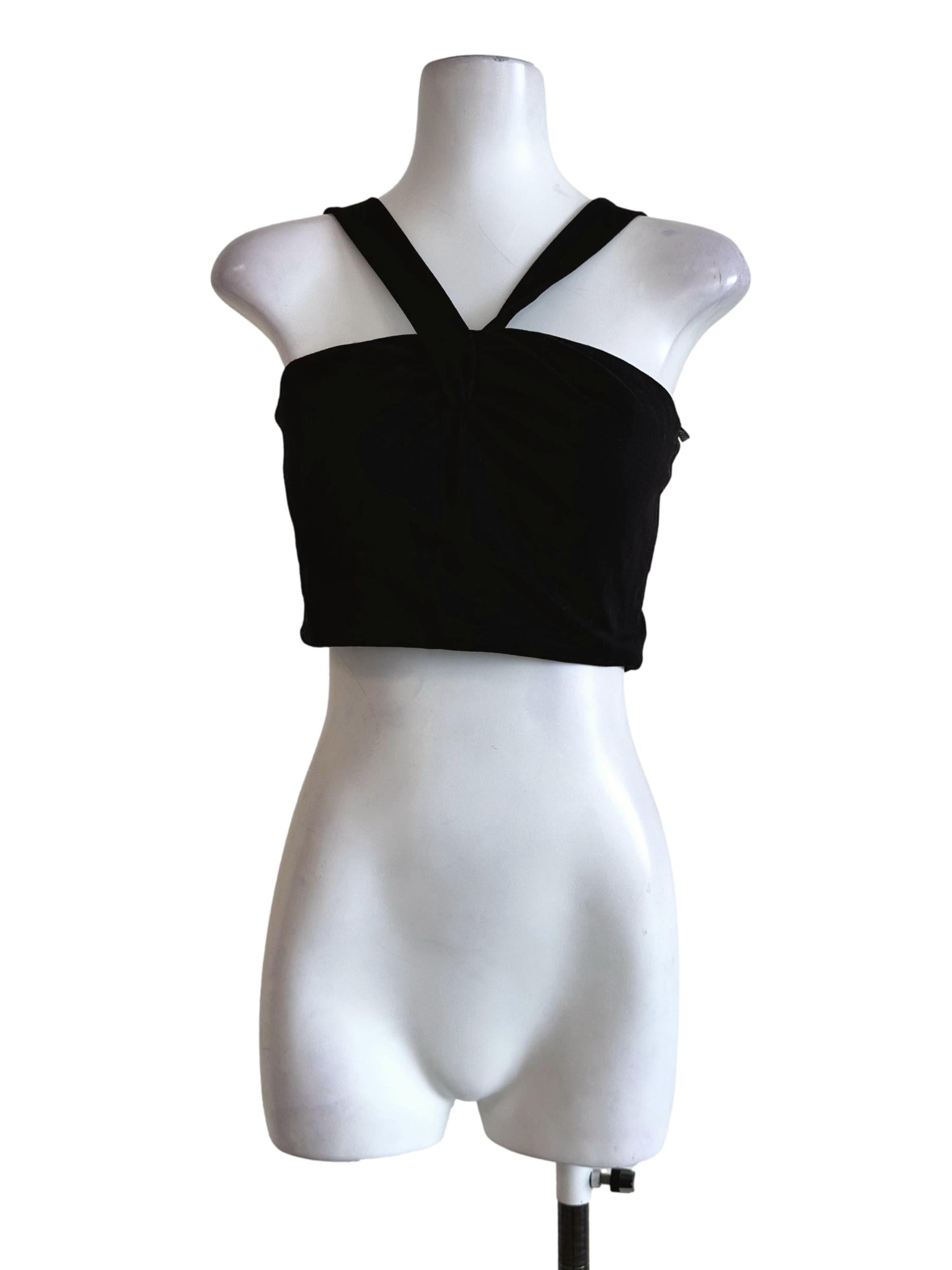 Black Padded Halter Crop Top
