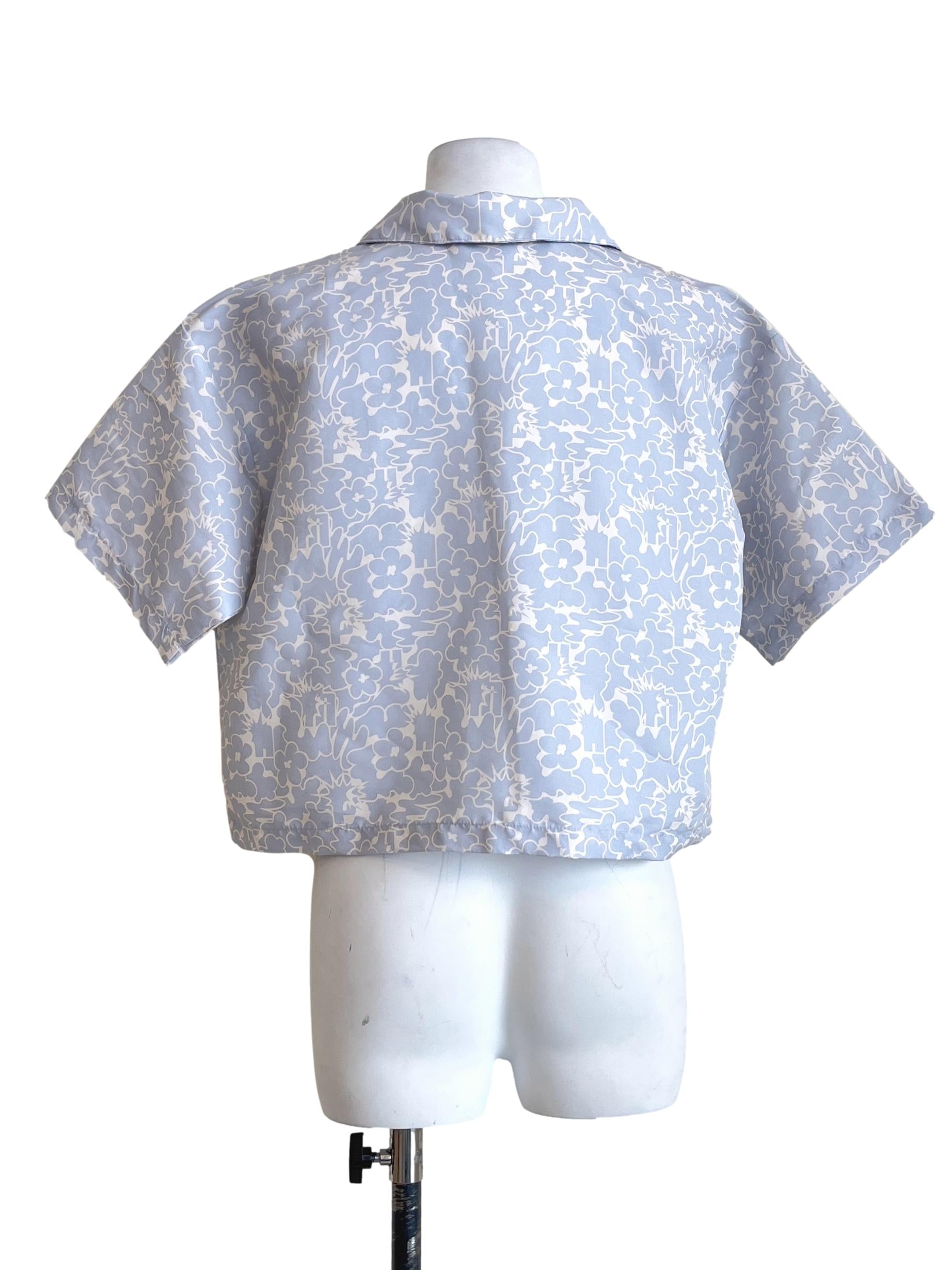 Sky Blue Button Down Short Sleeve Top