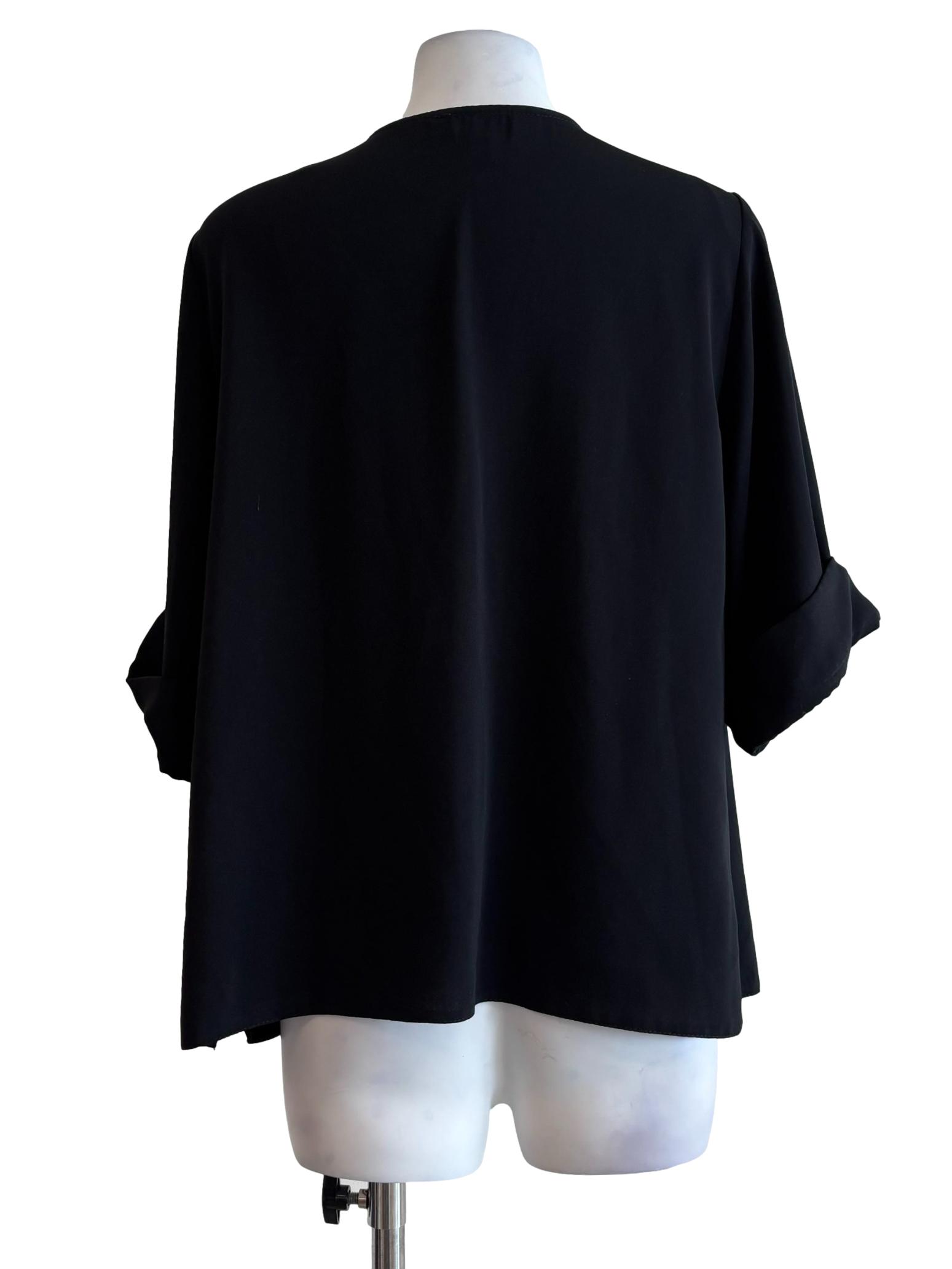 Eerie Black V-Neck Button Top