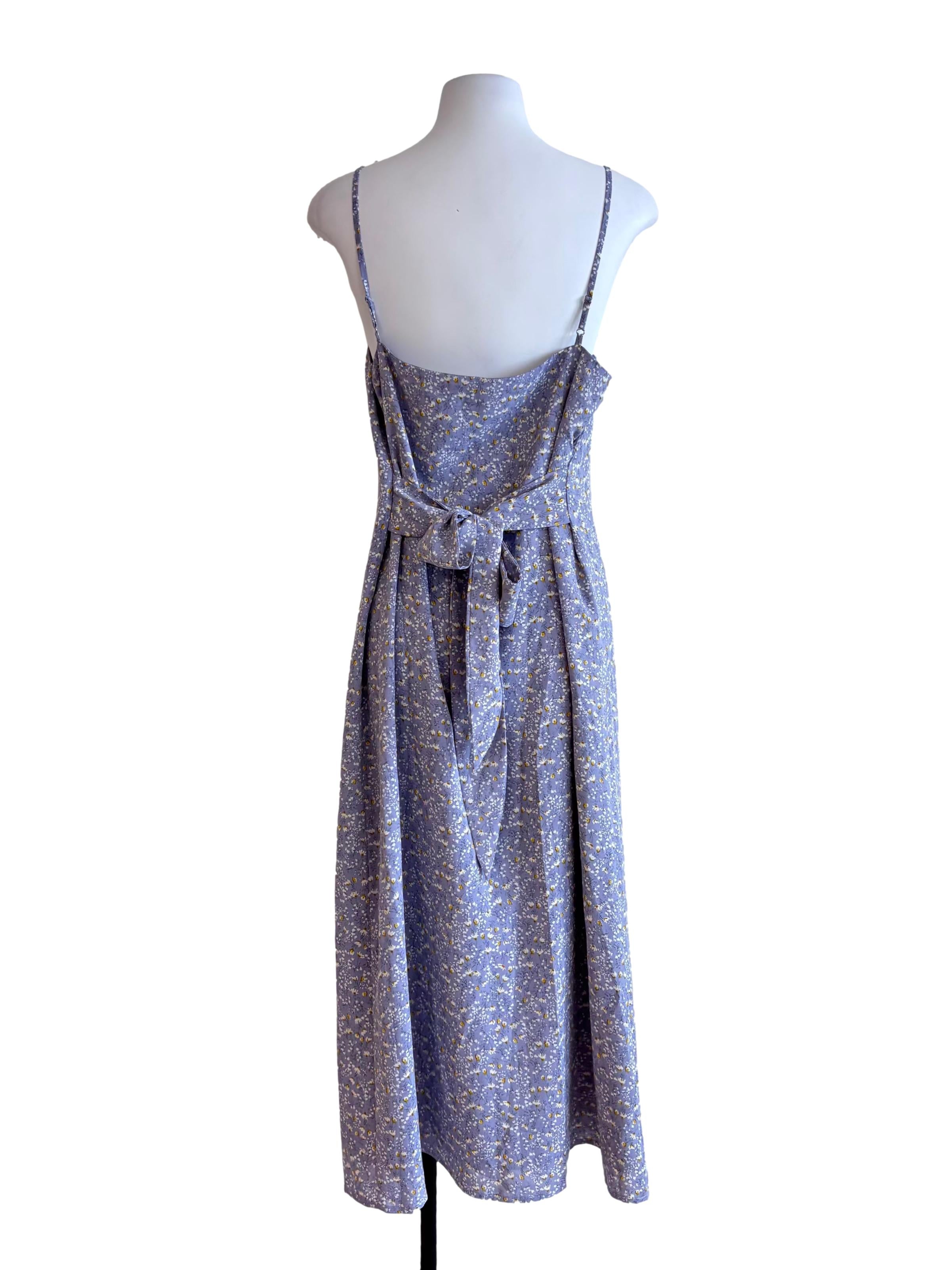 Lavender Purple Floral Tie Back Dress