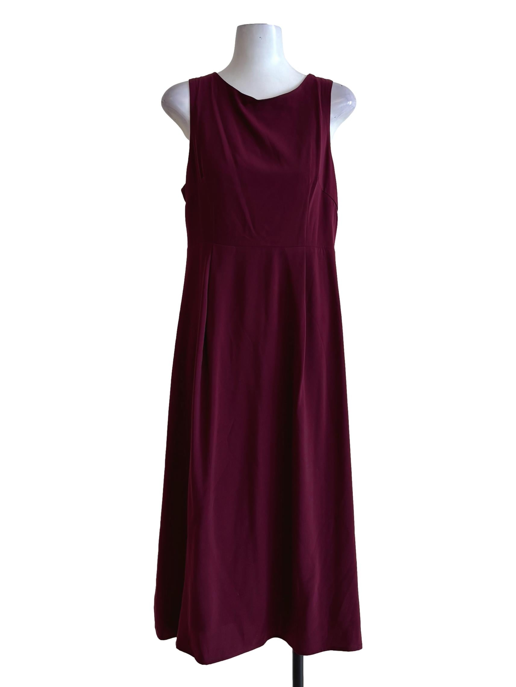Burgundy Red Sleeveless A-Line Dress TTR