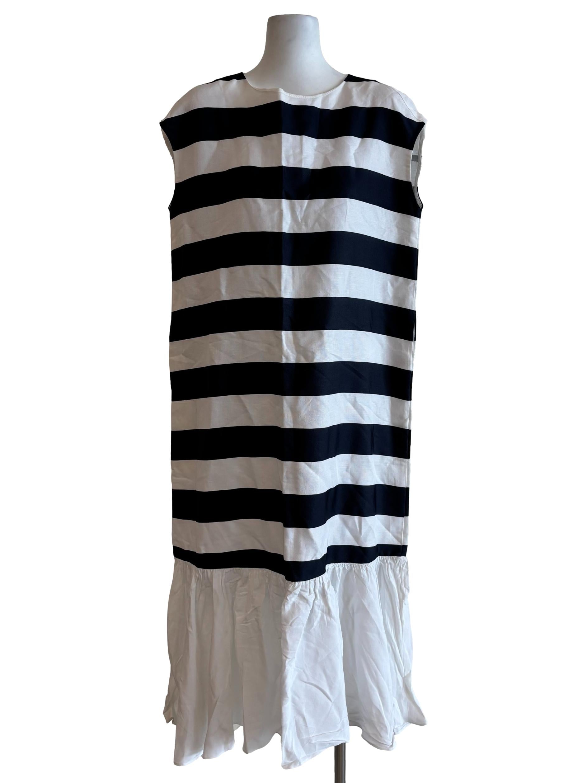 Parisian Black And White Striped Dropwaist Dress
