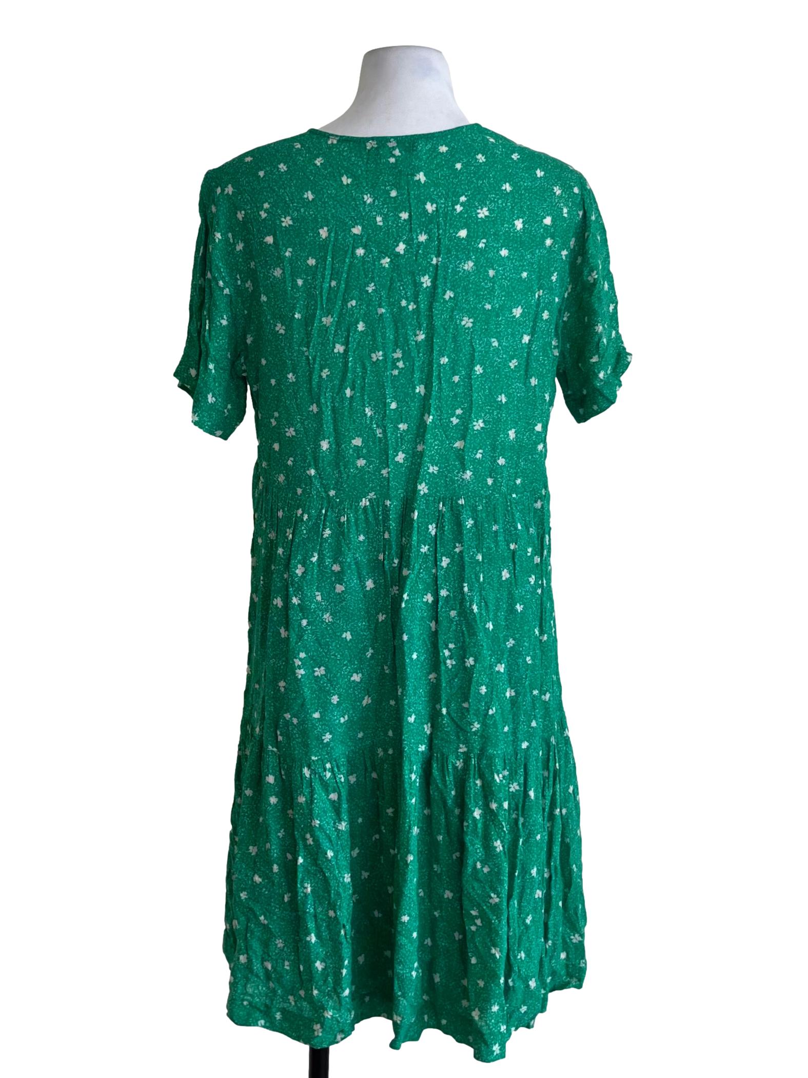 Fern Green V-Neckline Empire Dress