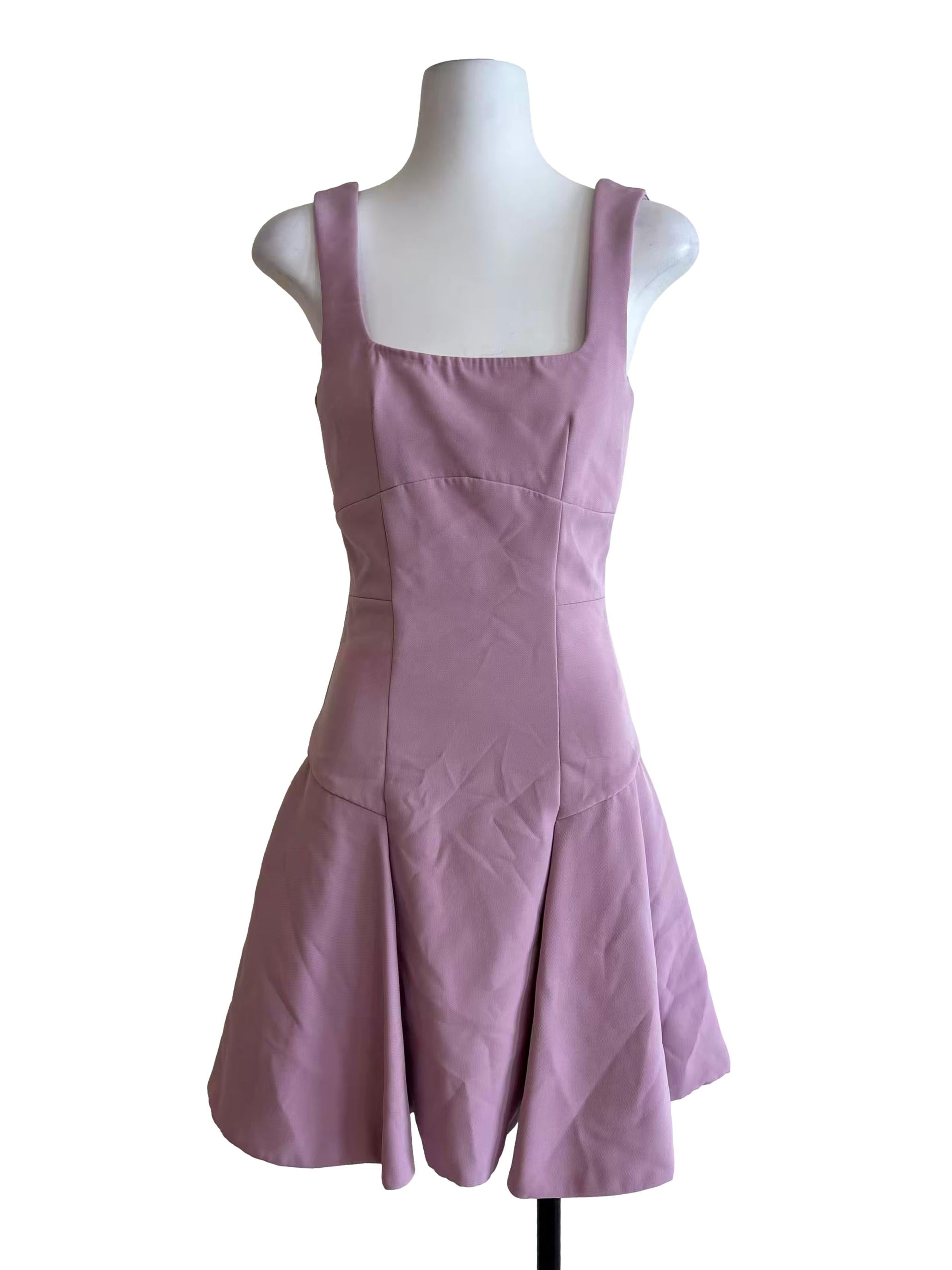 Lavender Square Neck A-Line Dress