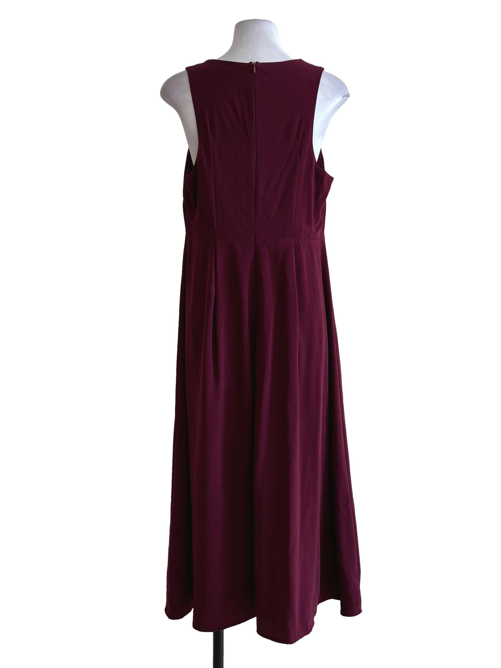 Burgundy Red Sleeveless A-Line Dress TTR