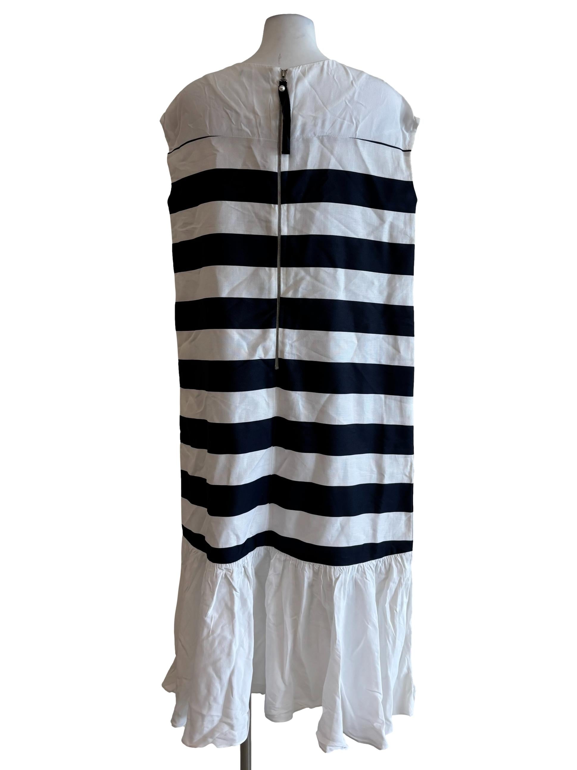 Parisian Black And White Striped Dropwaist Dress