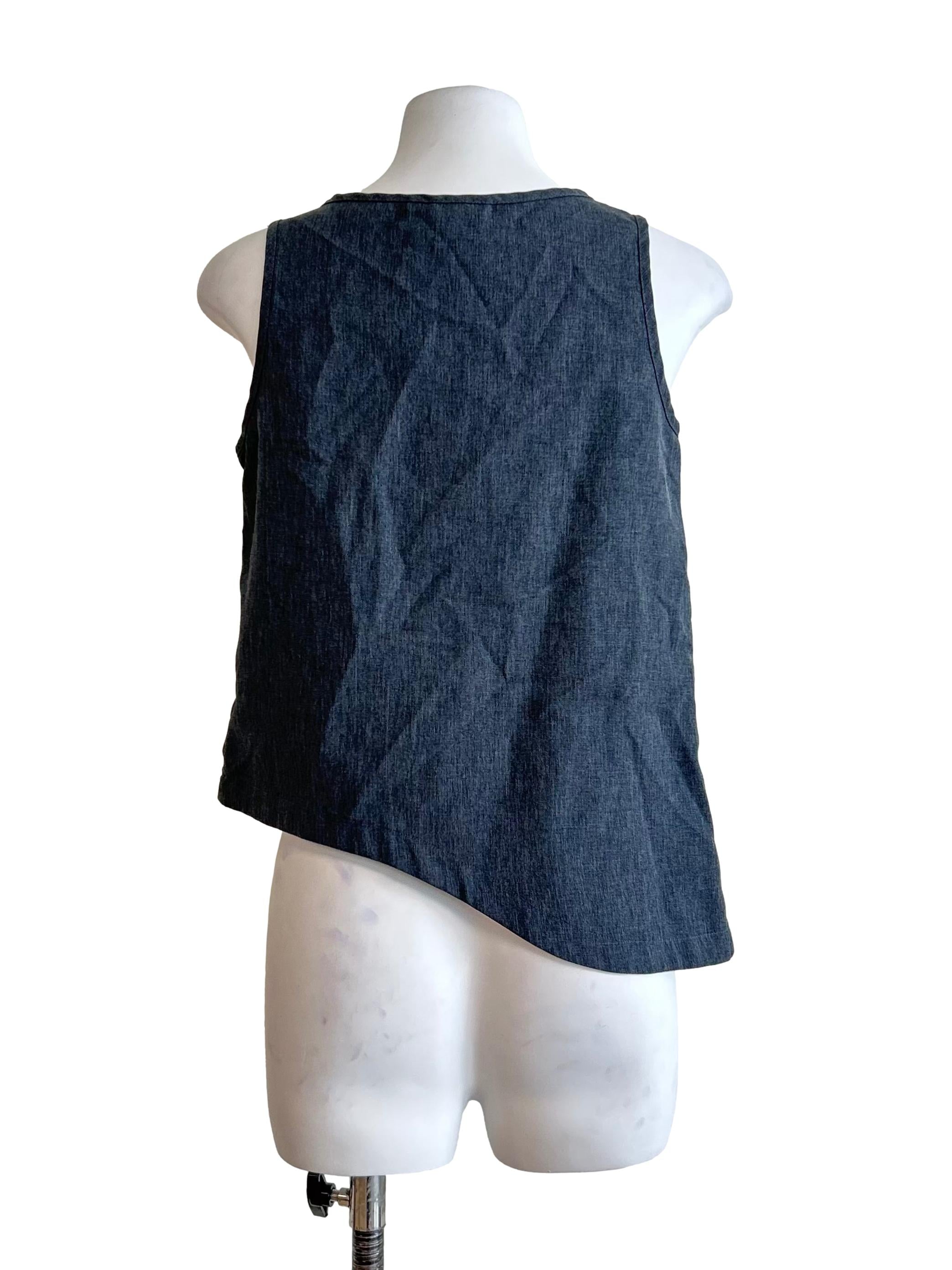 Stone Grey Asymmetrical Sleeveless Top