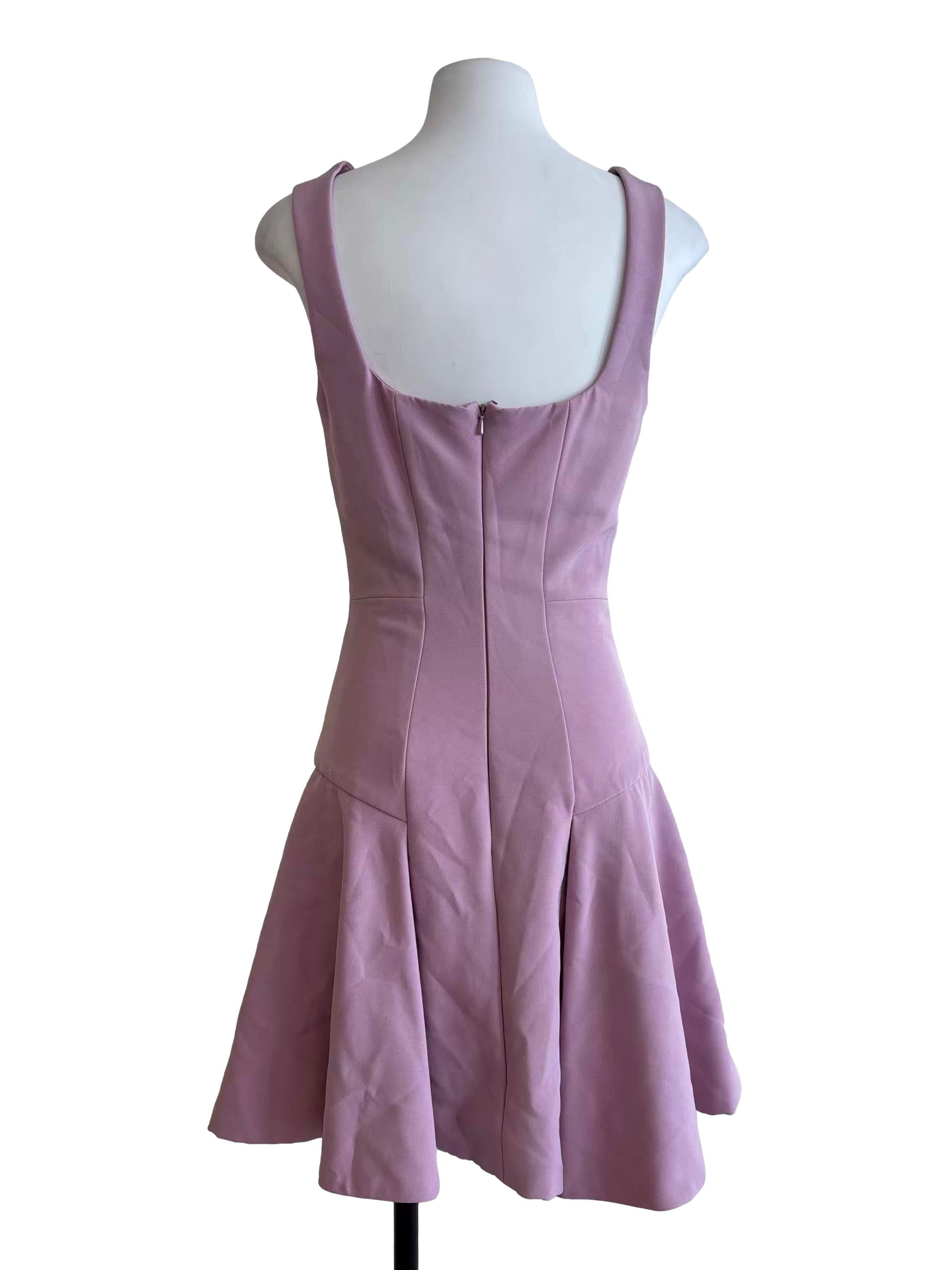 Lavender Square Neck A-Line Dress