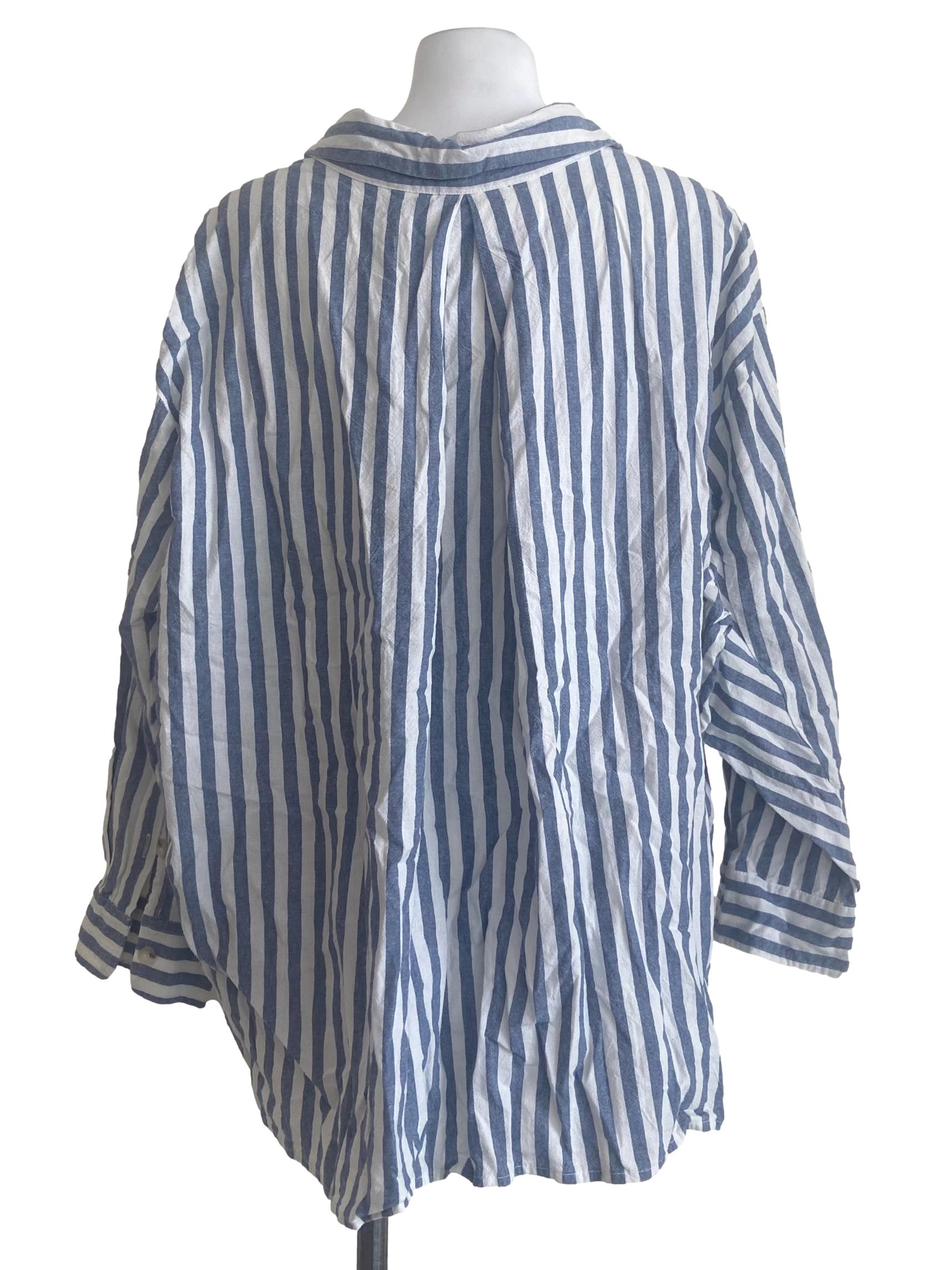 Blue & White Stripe Baggy Blouse