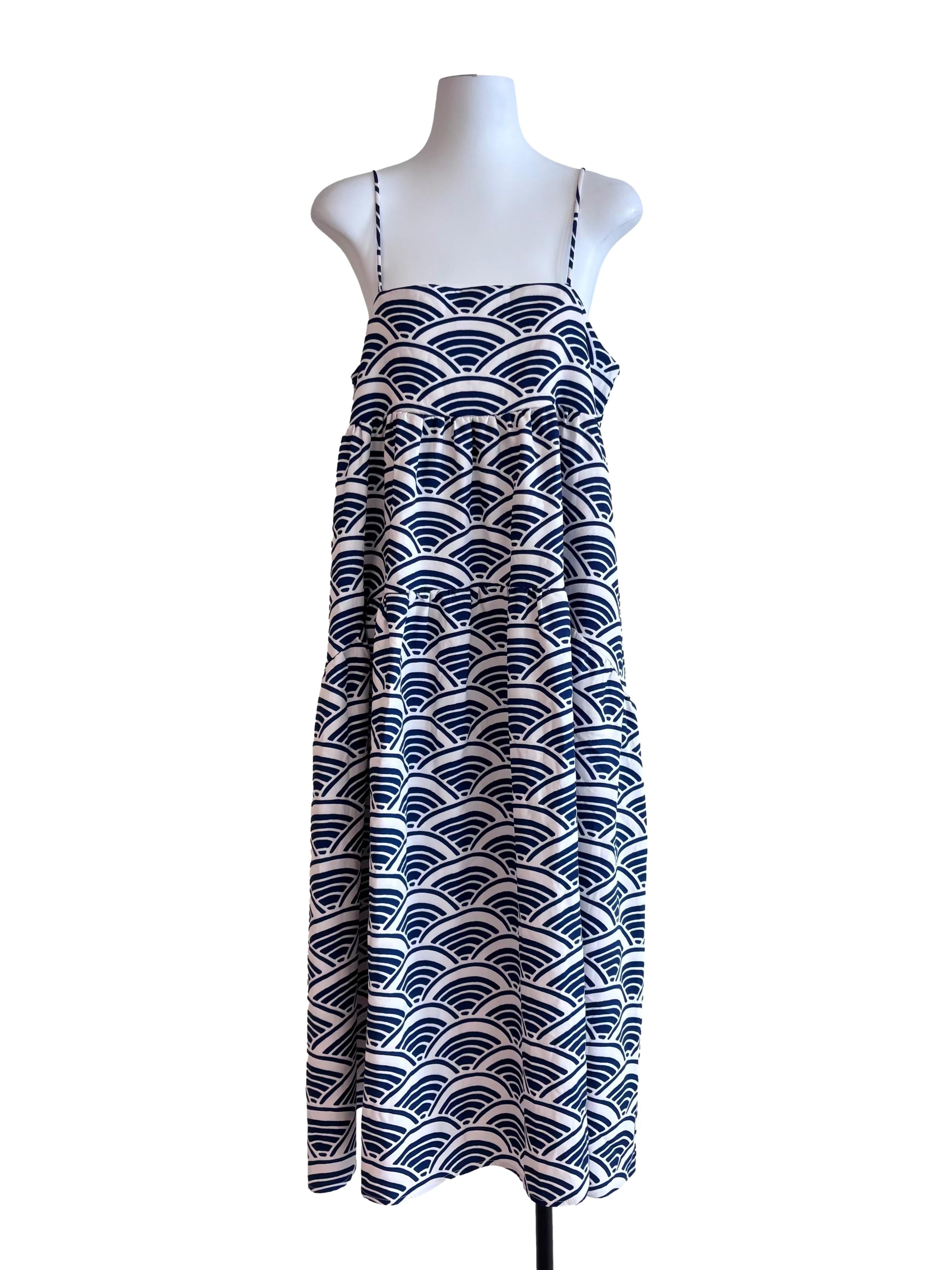 White Navy Kanagawa Olivia Dress