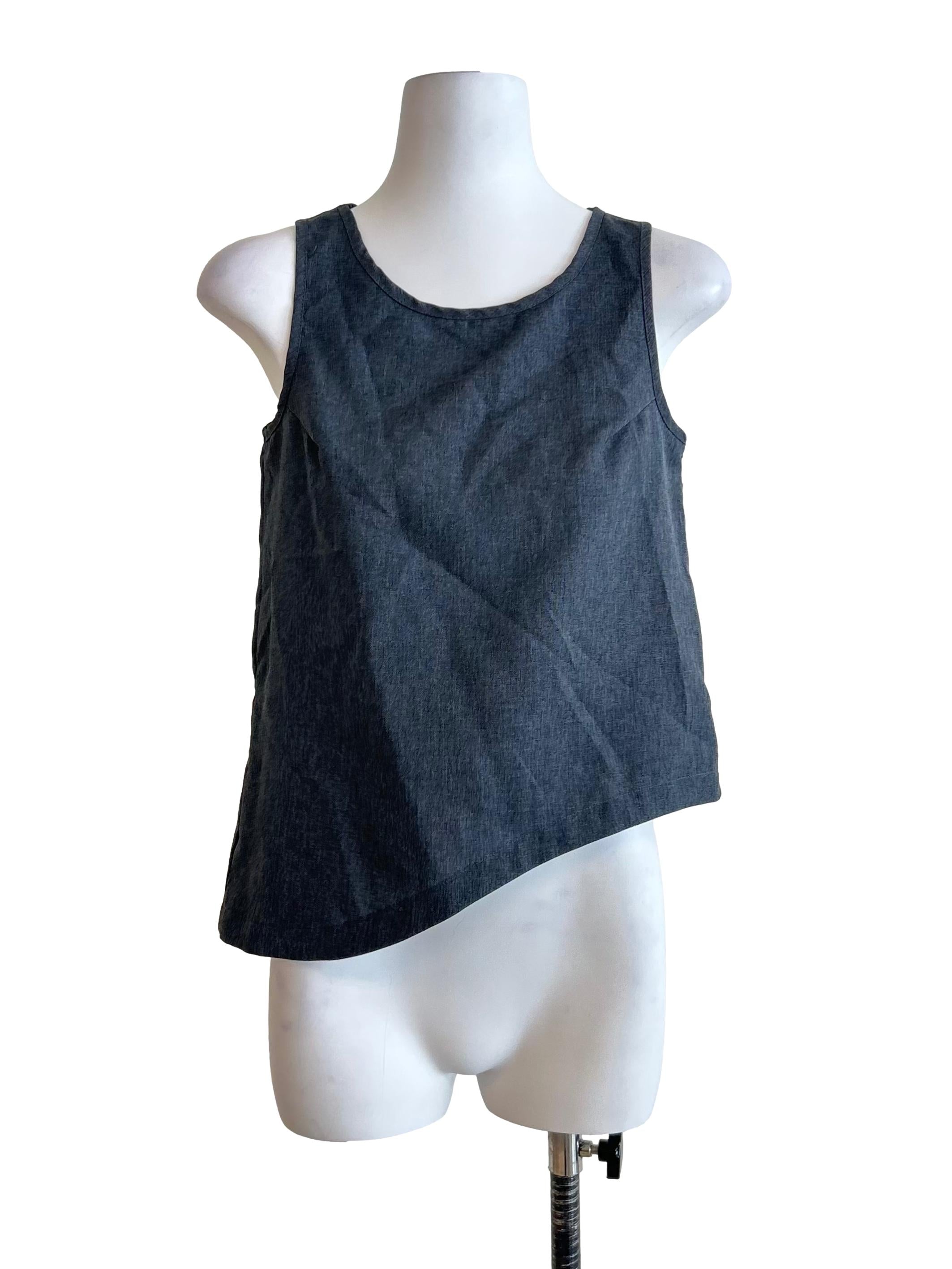 Stone Grey Asymmetrical Sleeveless Top