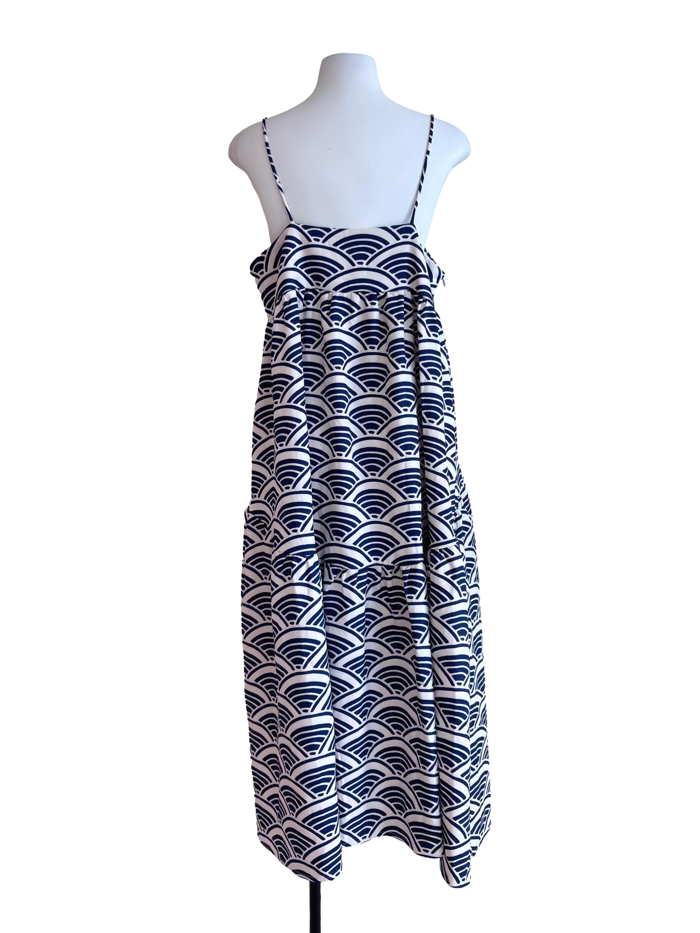 White Navy Kanagawa Olivia Dress