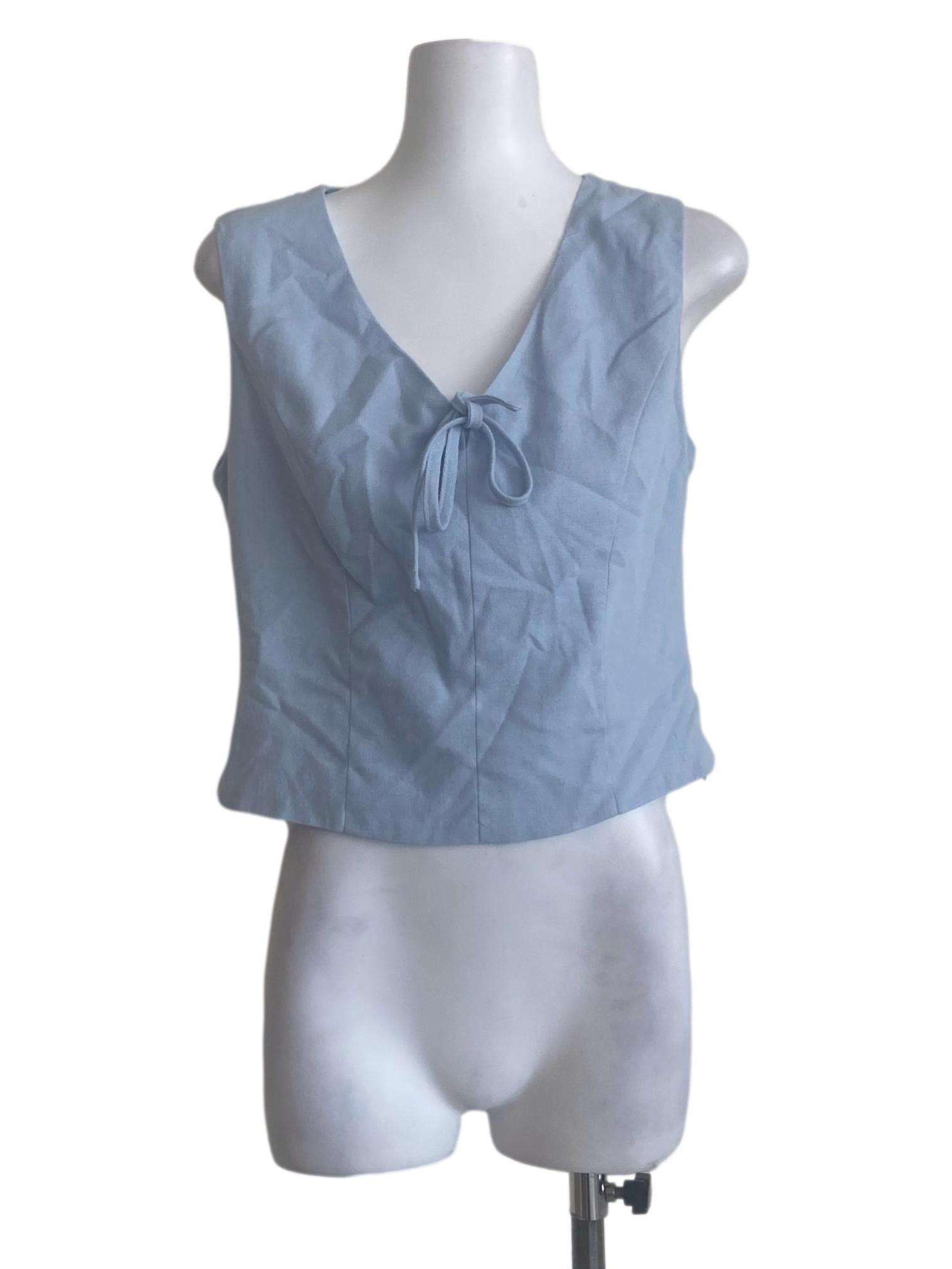 Sky Blue Sleeveless Twill Top