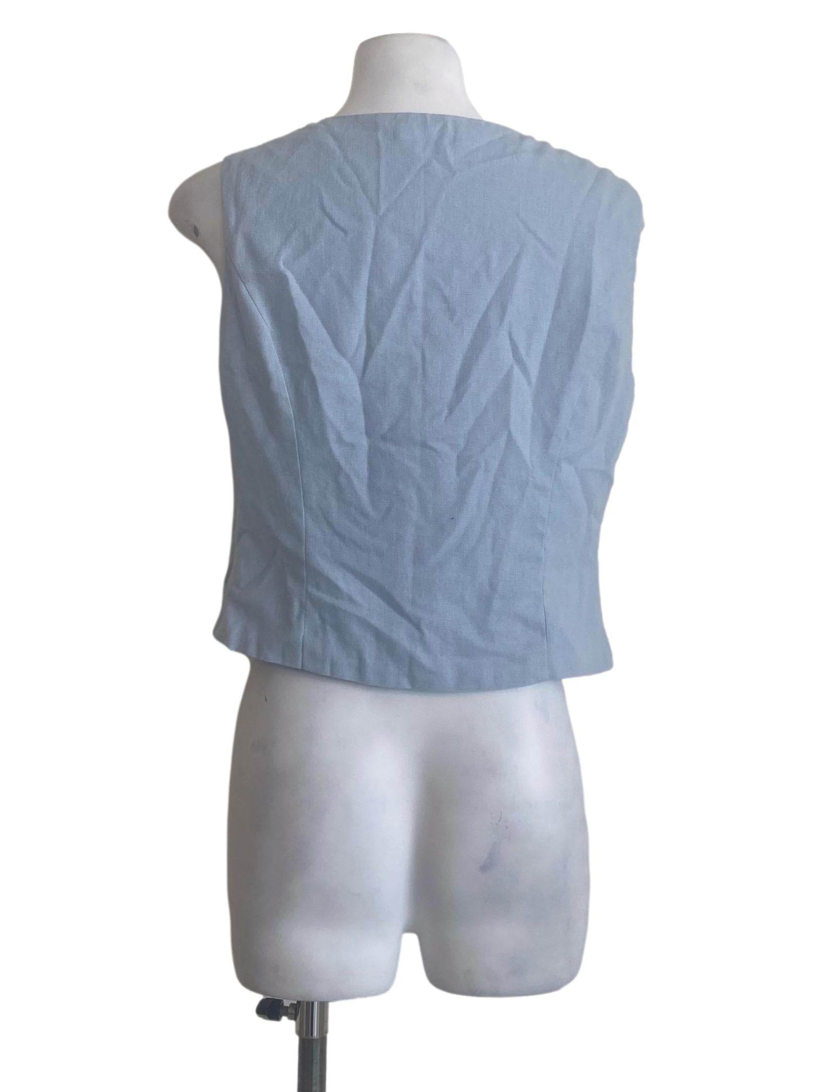 Sky Blue Sleeveless Twill Top