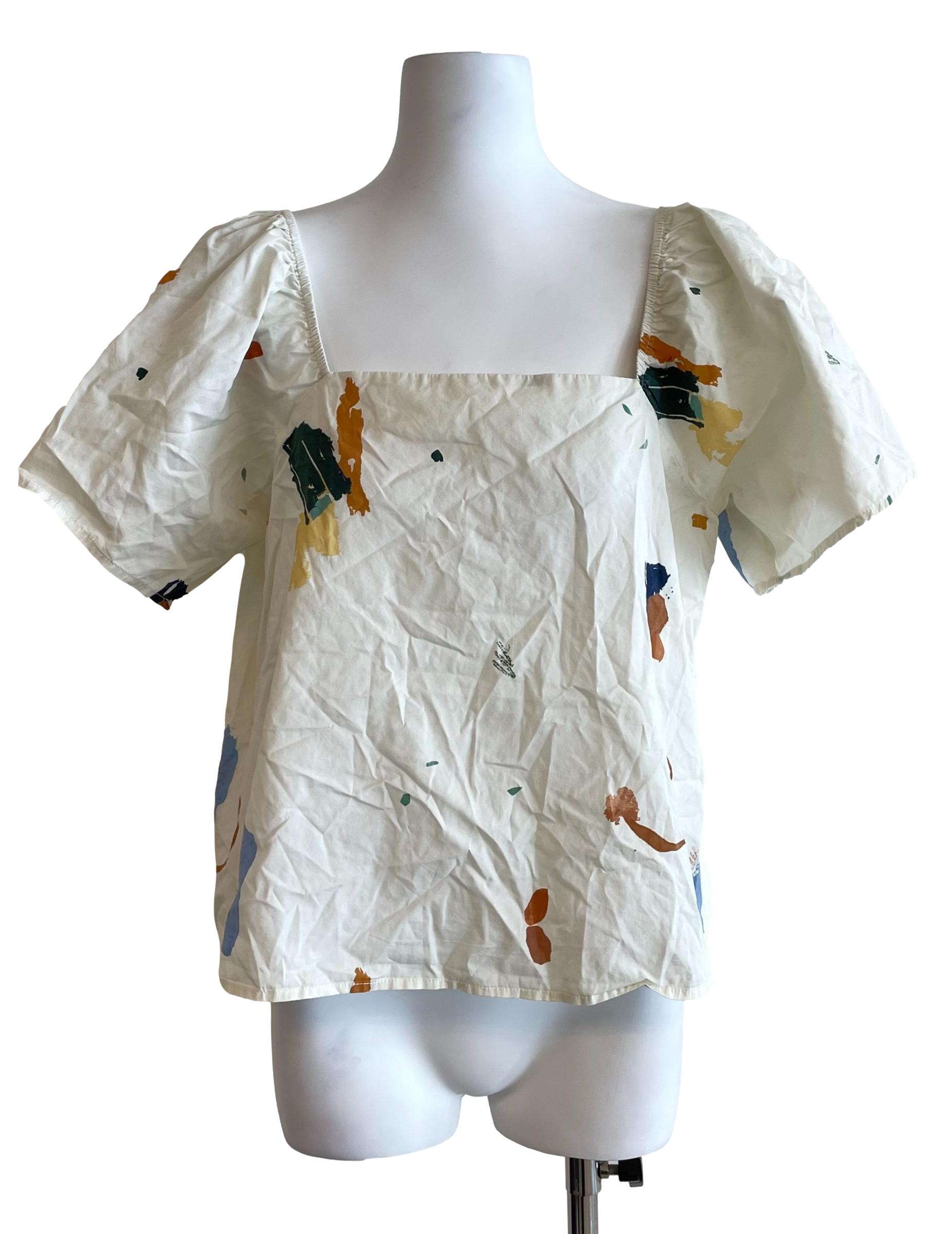 Buttermilk Painting Puff Sleeves Top OSN