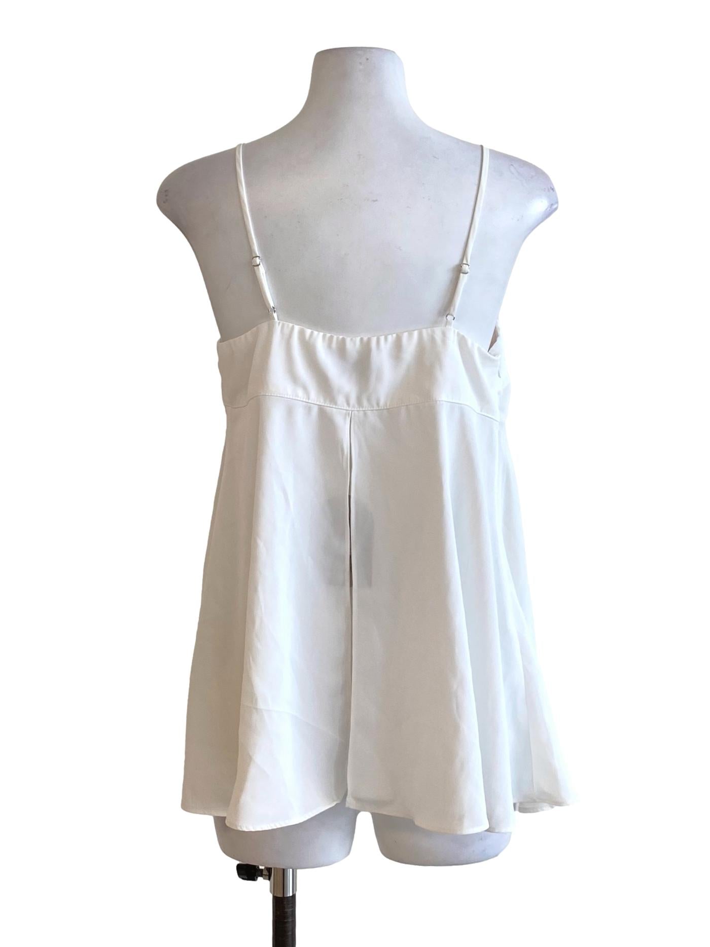 Soft White Spaghetti Strap Slit Flowy Loose Top