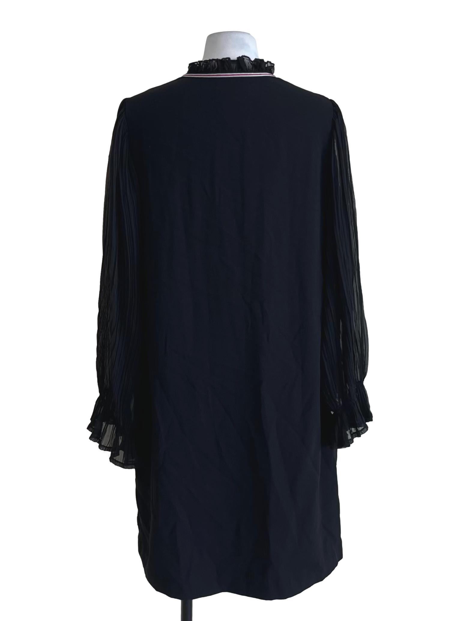 Black Ruffle Collar Empire Dress