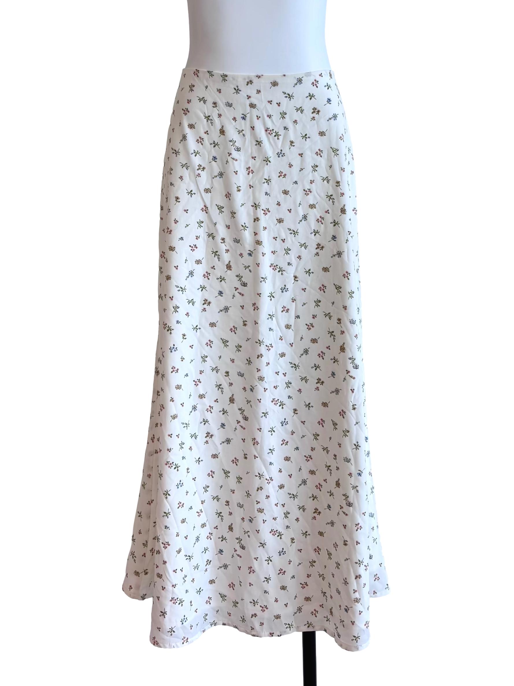 Cream Floral Maxi Skirt