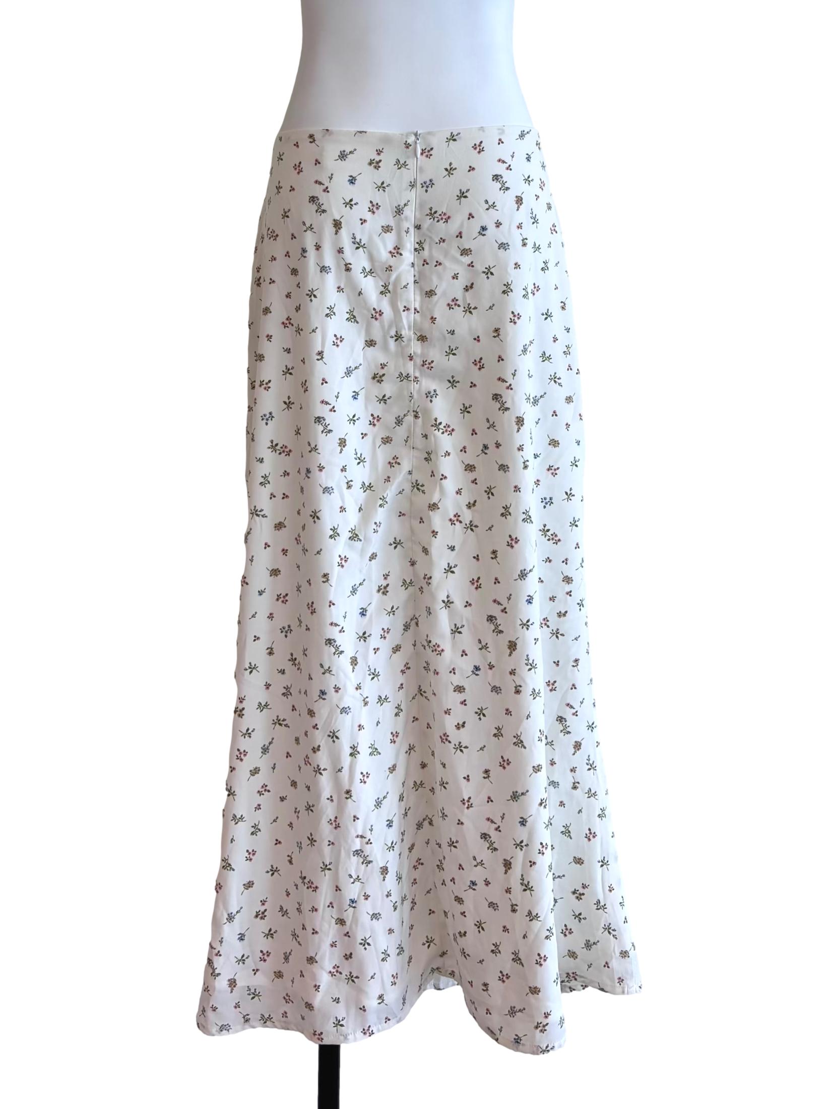 Cream Floral Maxi Skirt