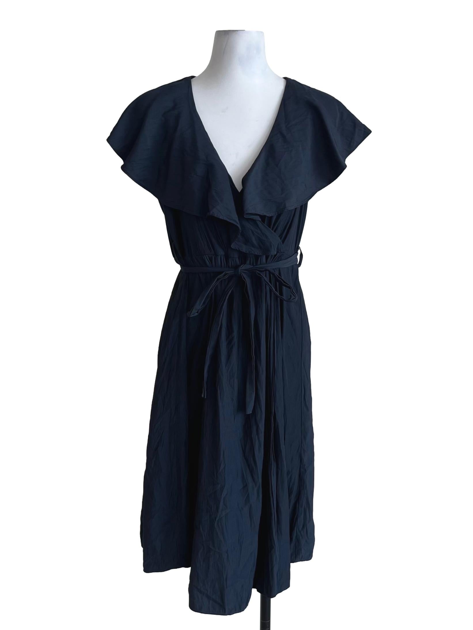 Peacock Blue V-Neckline A-Line Dress