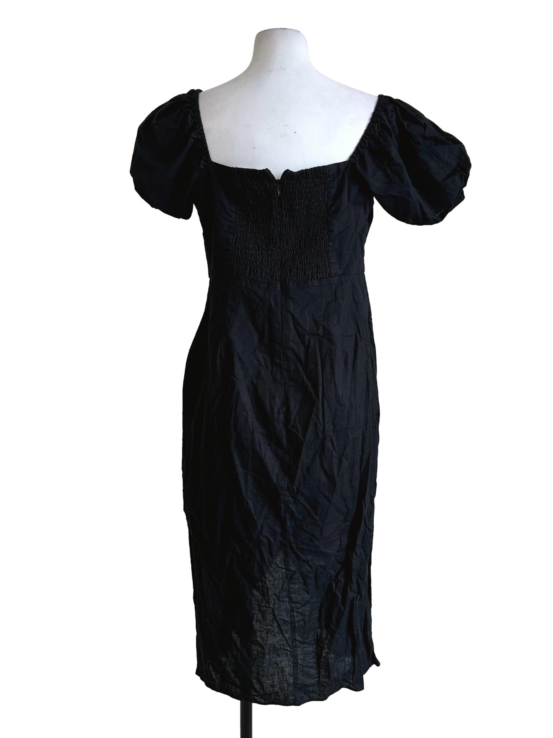 Black Linen Midi Dress LB