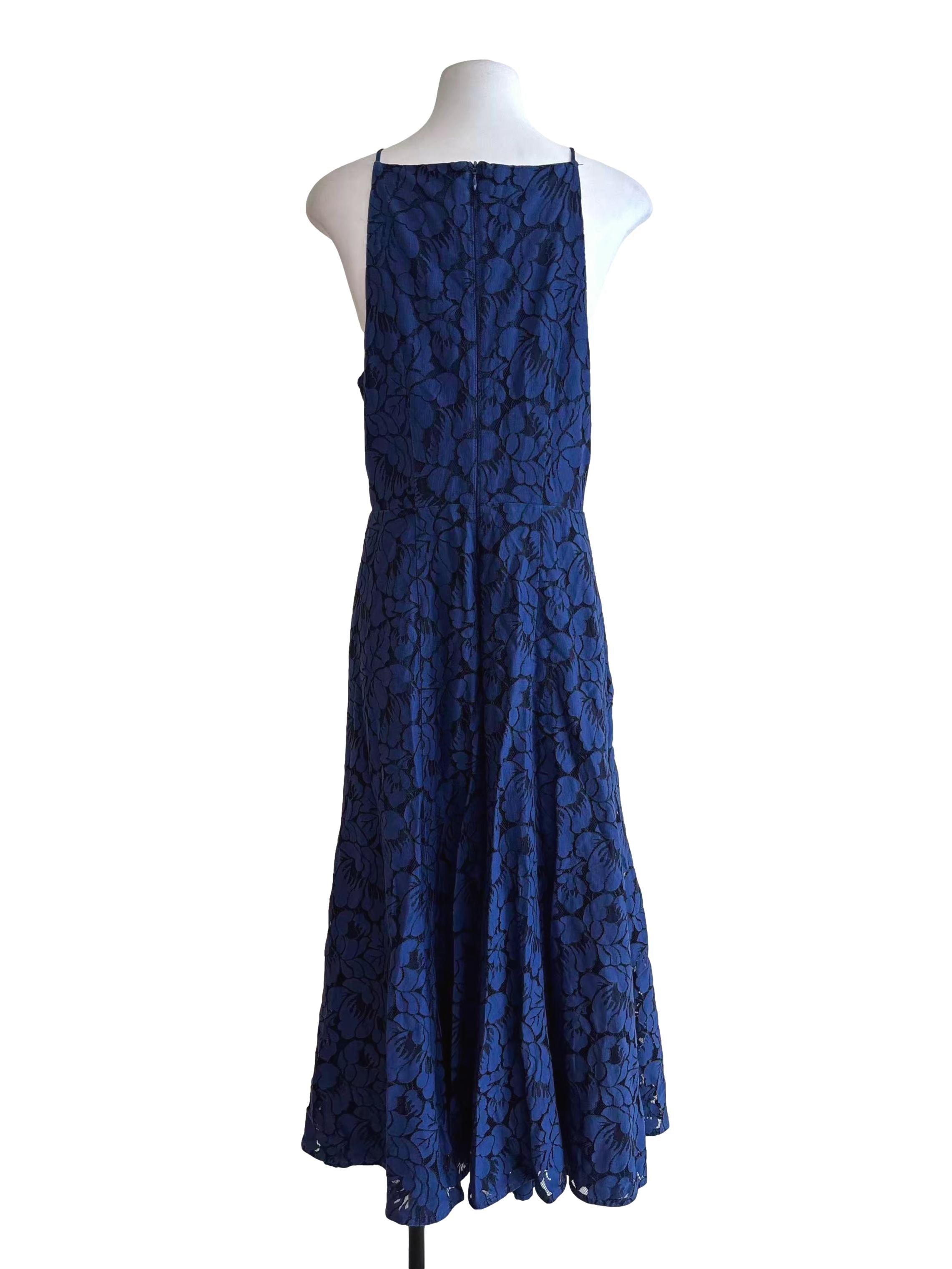 Azure Blue Ruffle Lace Dress